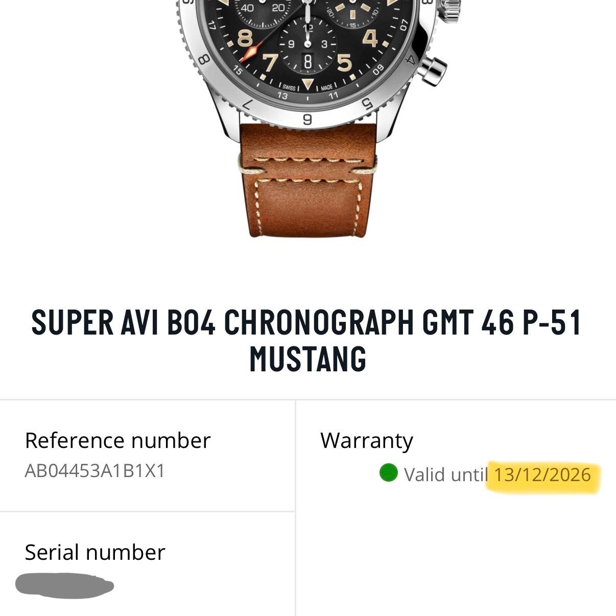 Breitling Super AVI B04 GMT Chrono 46 P-51 Mustang AB04453A1B1X1 2021