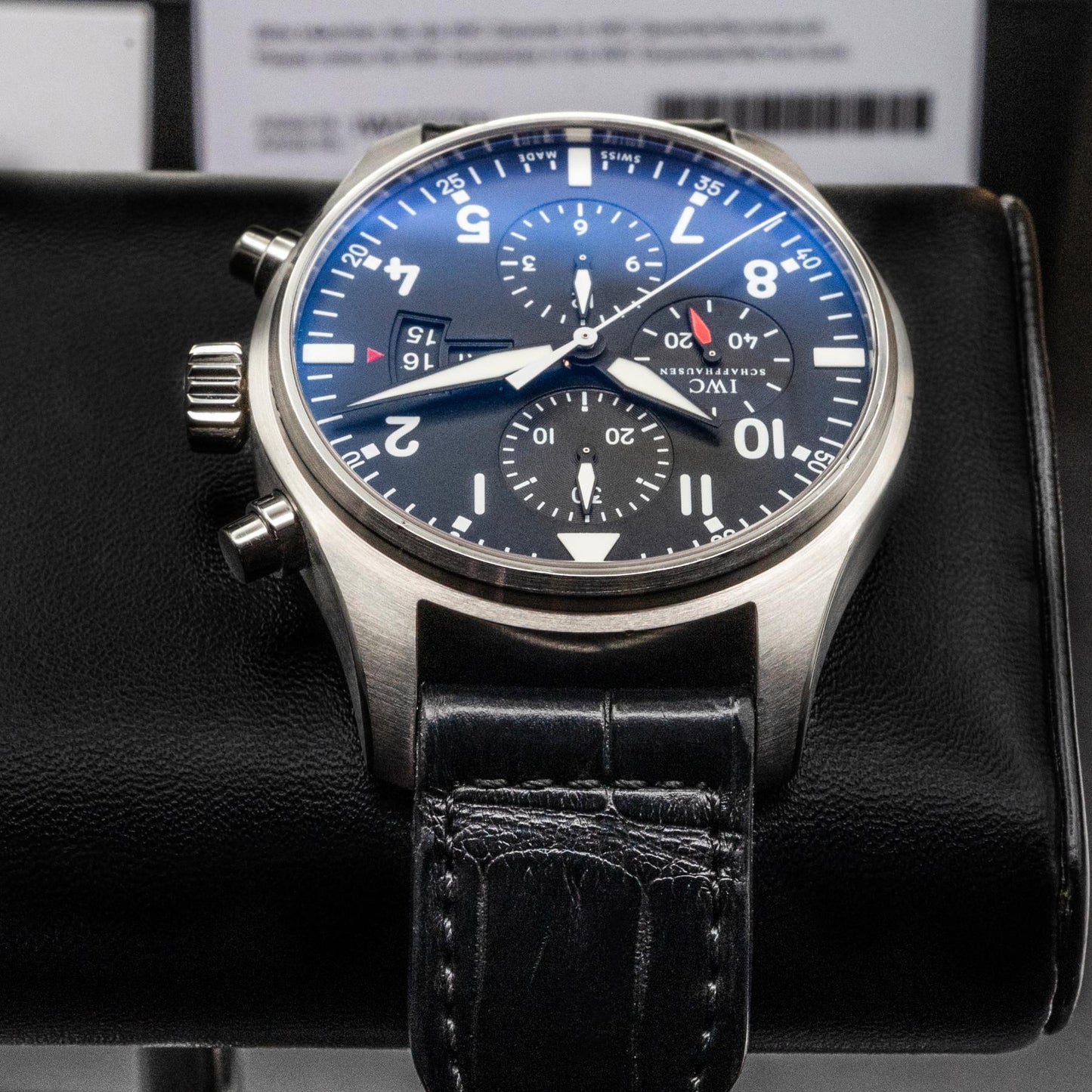 IWC Pilot's Watch Chronograph IW377701 43mm Steel Black Dial Box Papers 2014