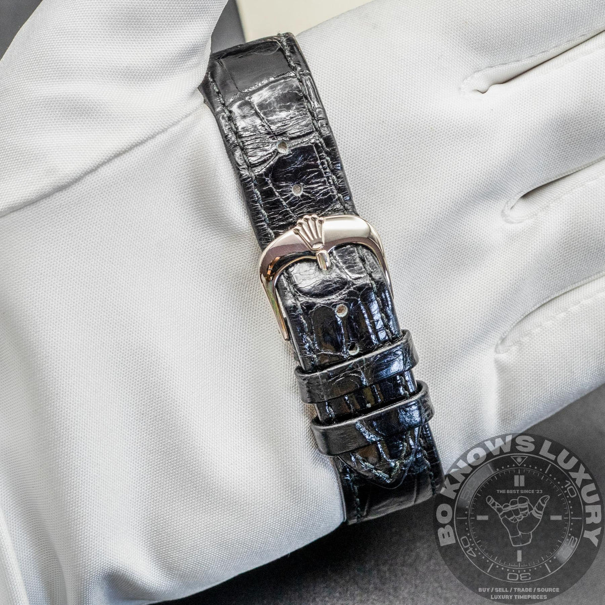 Rolex Cellini Time 50509 39mm 18K White Gold Black Roman Dial Box Papers CPO