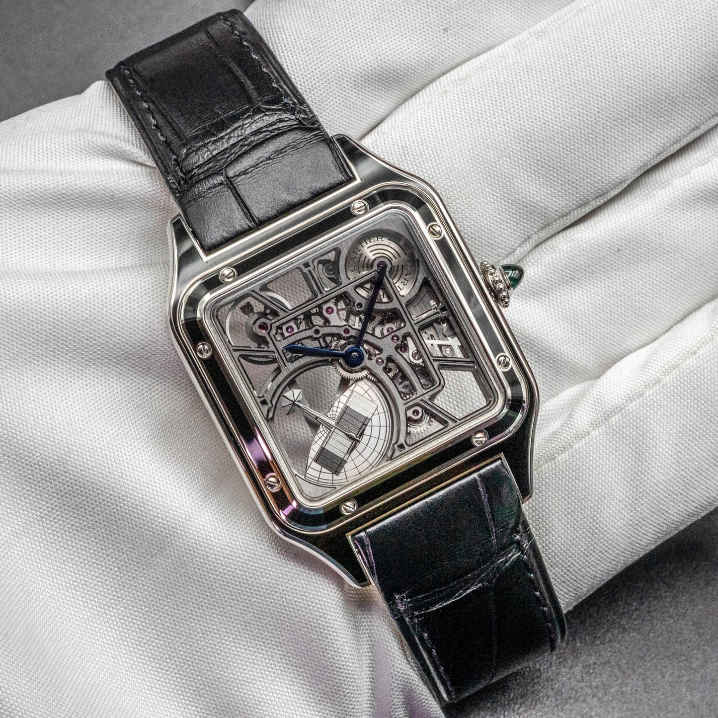 Cartier Santos-Dumont Skeleton Micro-Rotor WHSA0044 Steel Case Box Papers 2025
