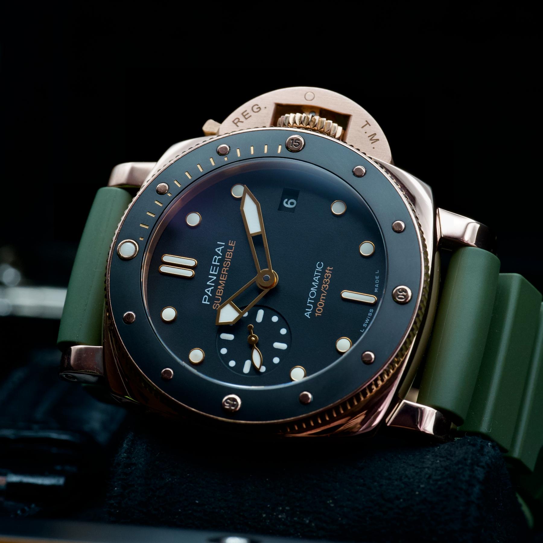 Panerai Submersible 1950 Goldtech 3 Days Rose Gold Black Dial 42mm PAM00974 B&P