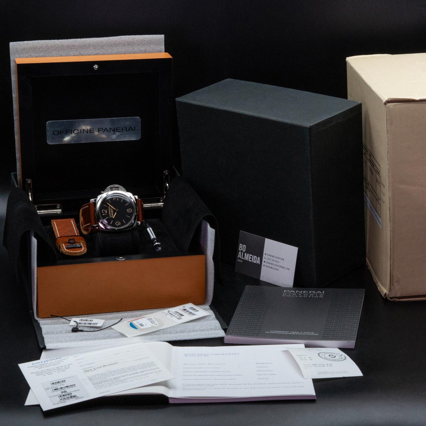 Panerai Luminor 1950 PAM00372 47mm Steel Black Sandwich Dial Box Papers 2012