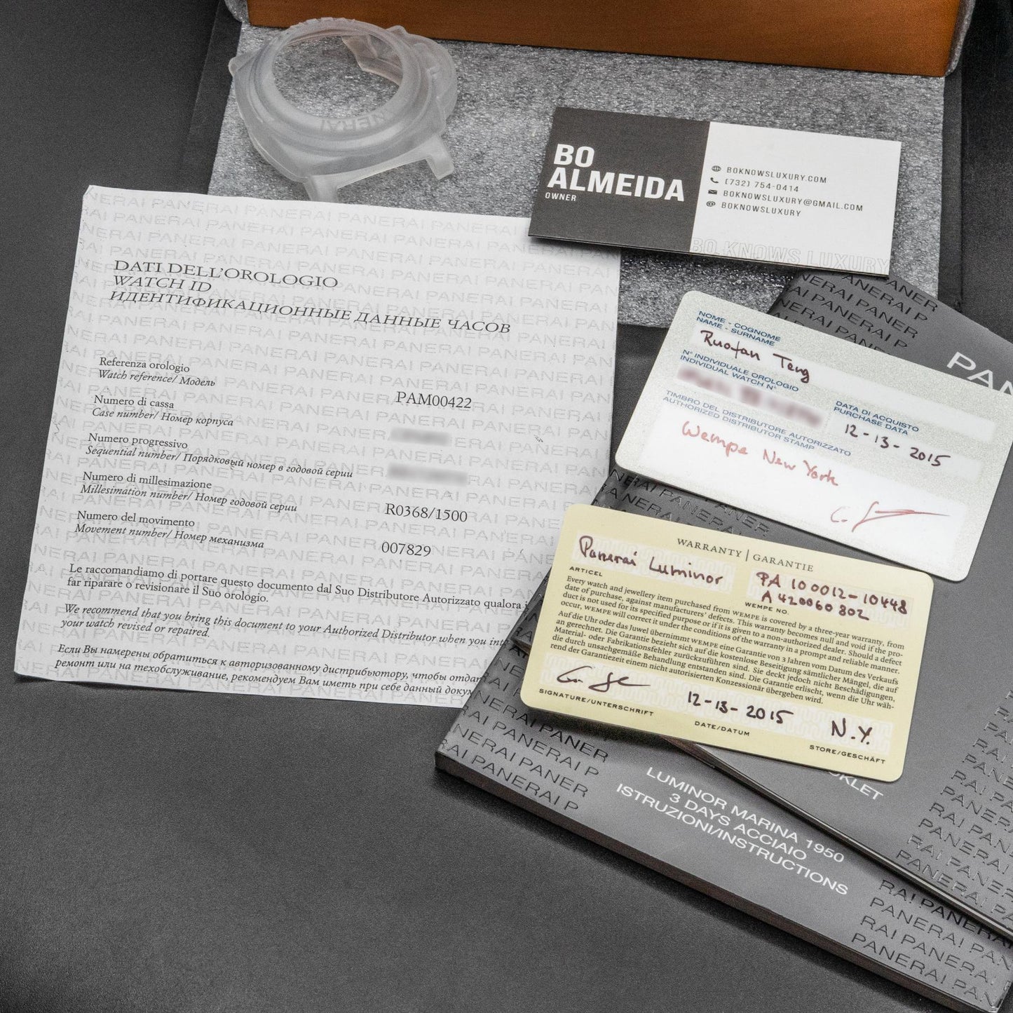 Panerai Luminor Marina 1950 PAM00422 47mm Black Sandwich Dial Box and Papers 2015