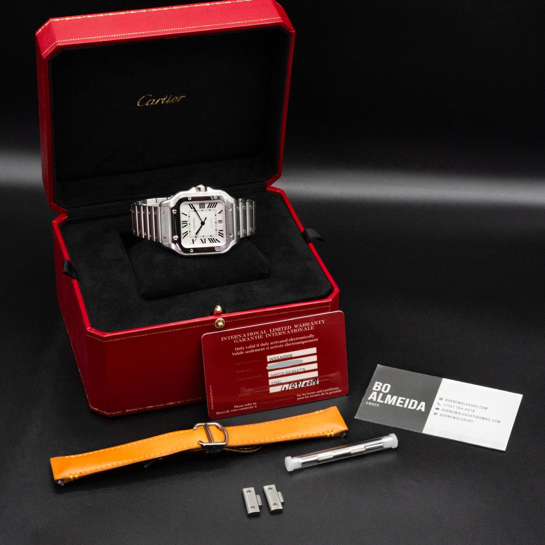 Cartier Santos WSSA0009 Large Steel Silver Dial 39.8mm Box Papers 2018