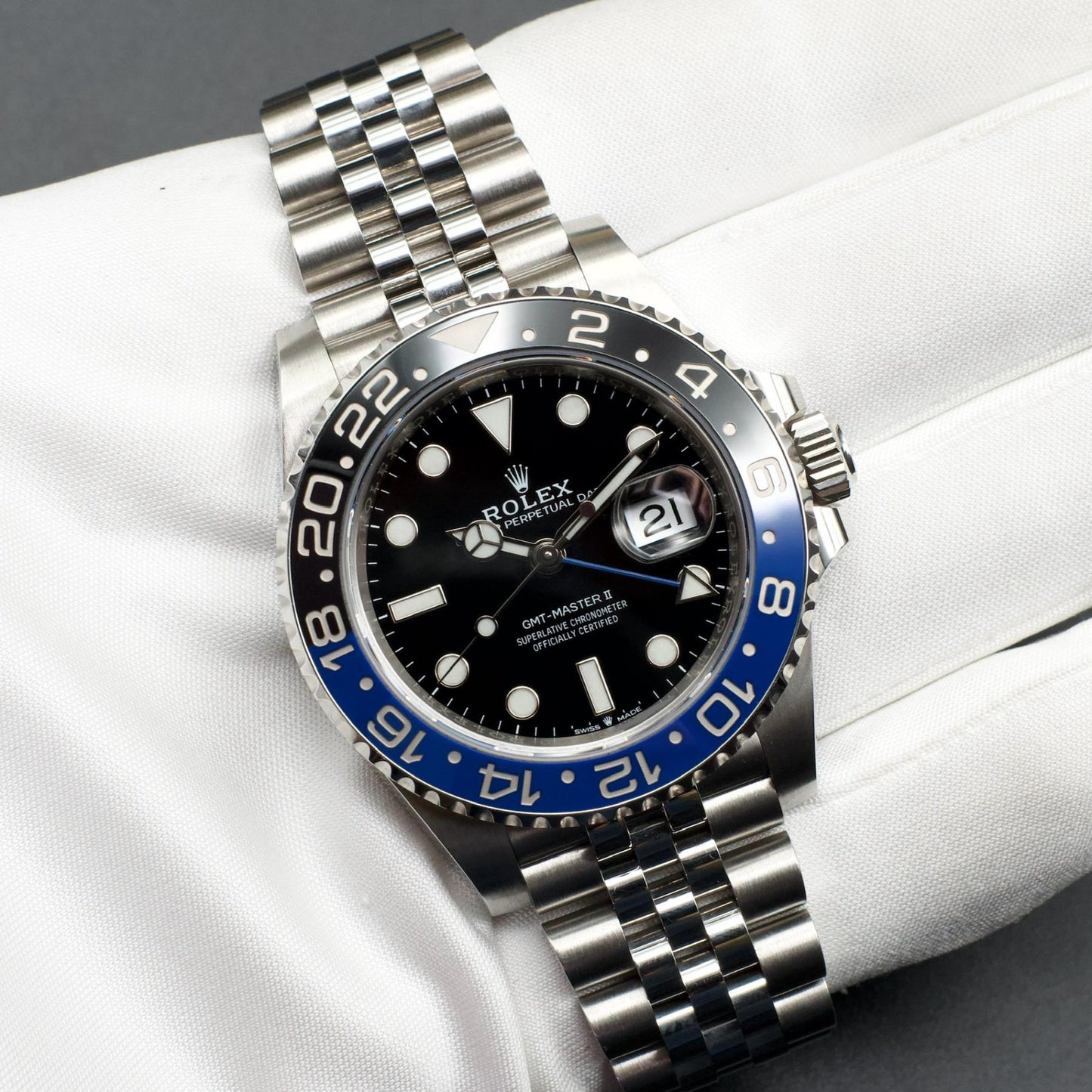 Rolex GMT-Master II Batgirl 126710BLNR Jubilee Bracelet 40mm Steel Box Papers