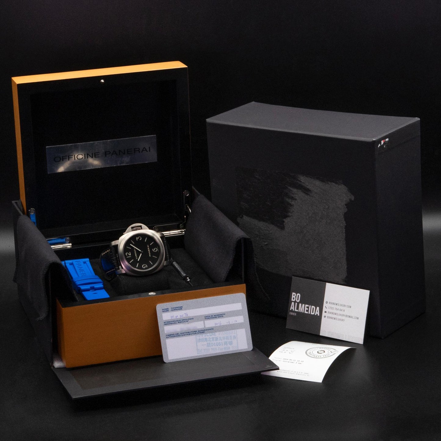 Panerai Luminor Base PAM00176 Titanium 44mm Black Sandwich Dial Box Papers 2016