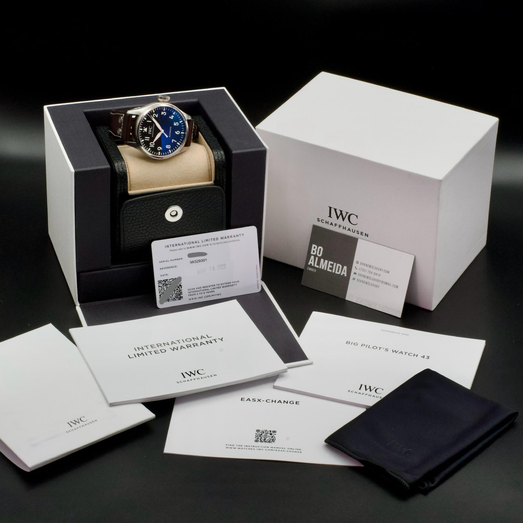 IWC Big Pilot 43 Stainless Steel Black Dial 43mm Box and Papers IW329301