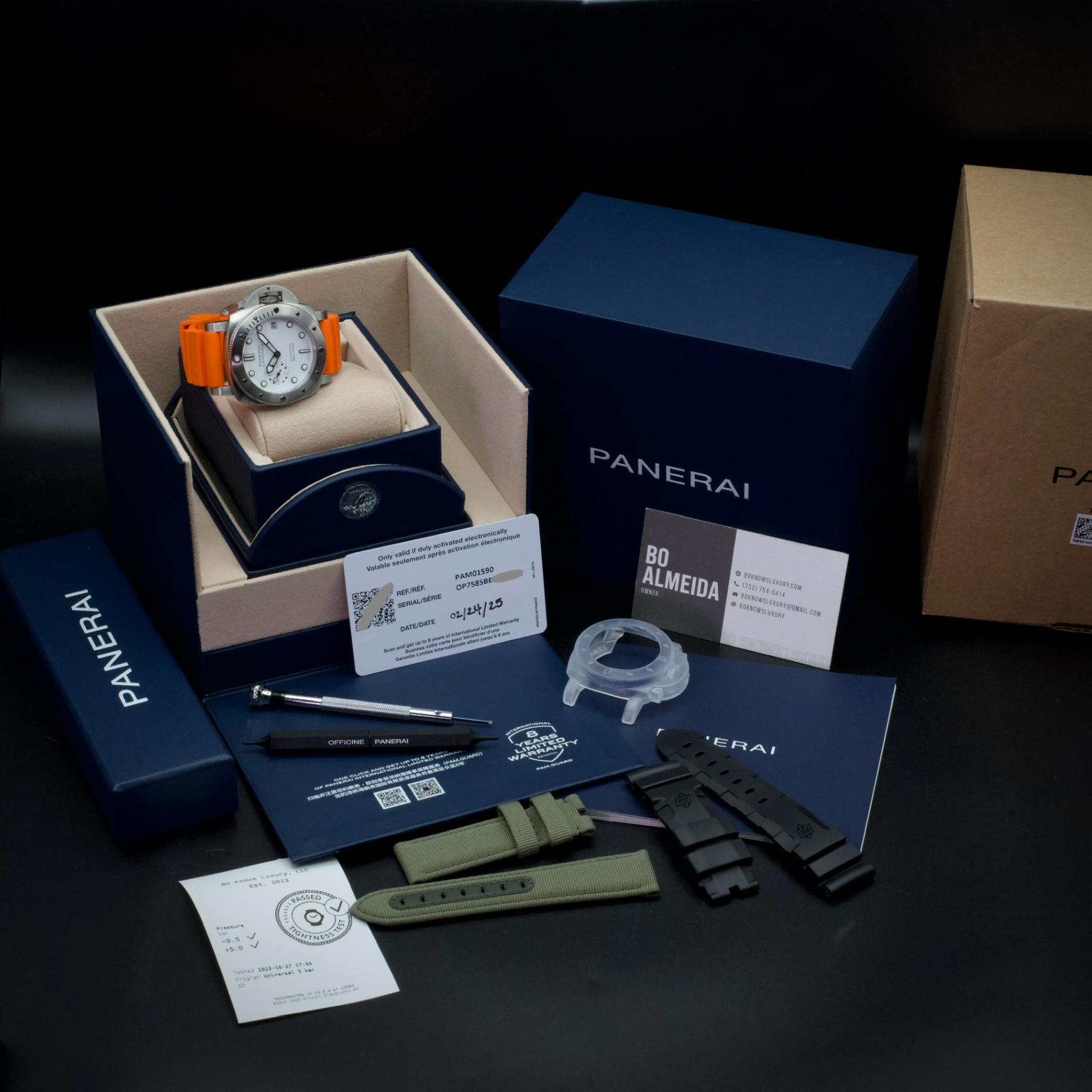 Panerai PAM01590 Submersible Bianco 42mm Steel White Dial Full Set 2025
