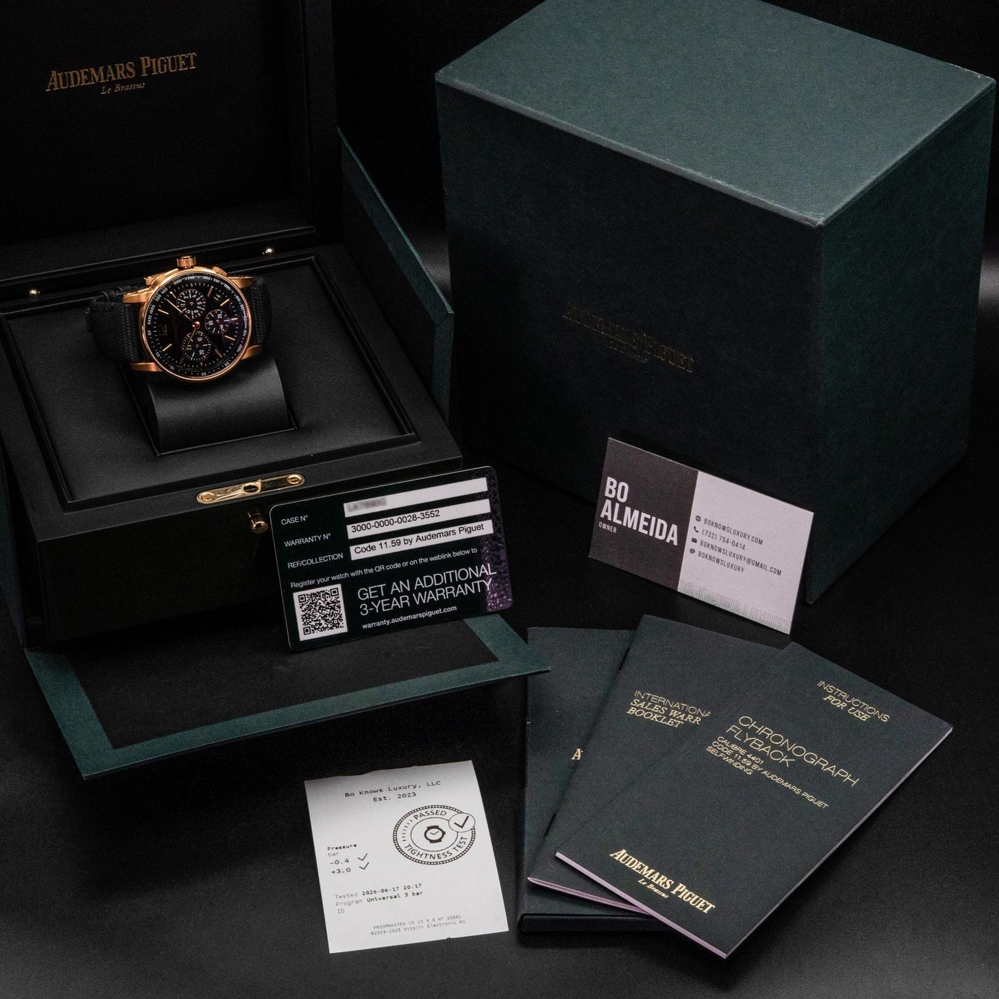 Audemars Piguet Code 11.59 26393OR Chronograph 41mm Rose Gold Purple Box Papers