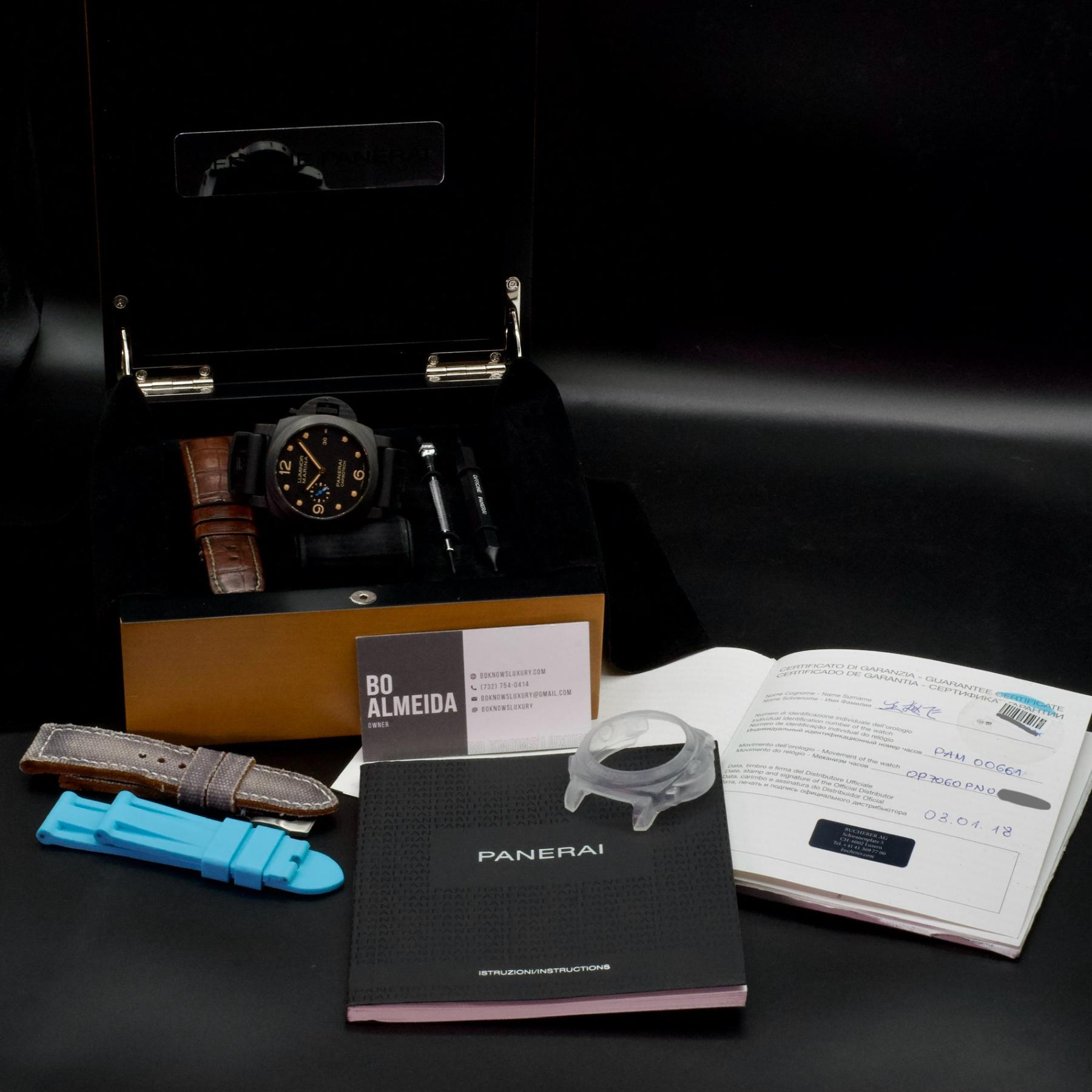Panerai PAM00661 Luminor Marina 1950 Carbotech 44mm Black Dial Box Papers