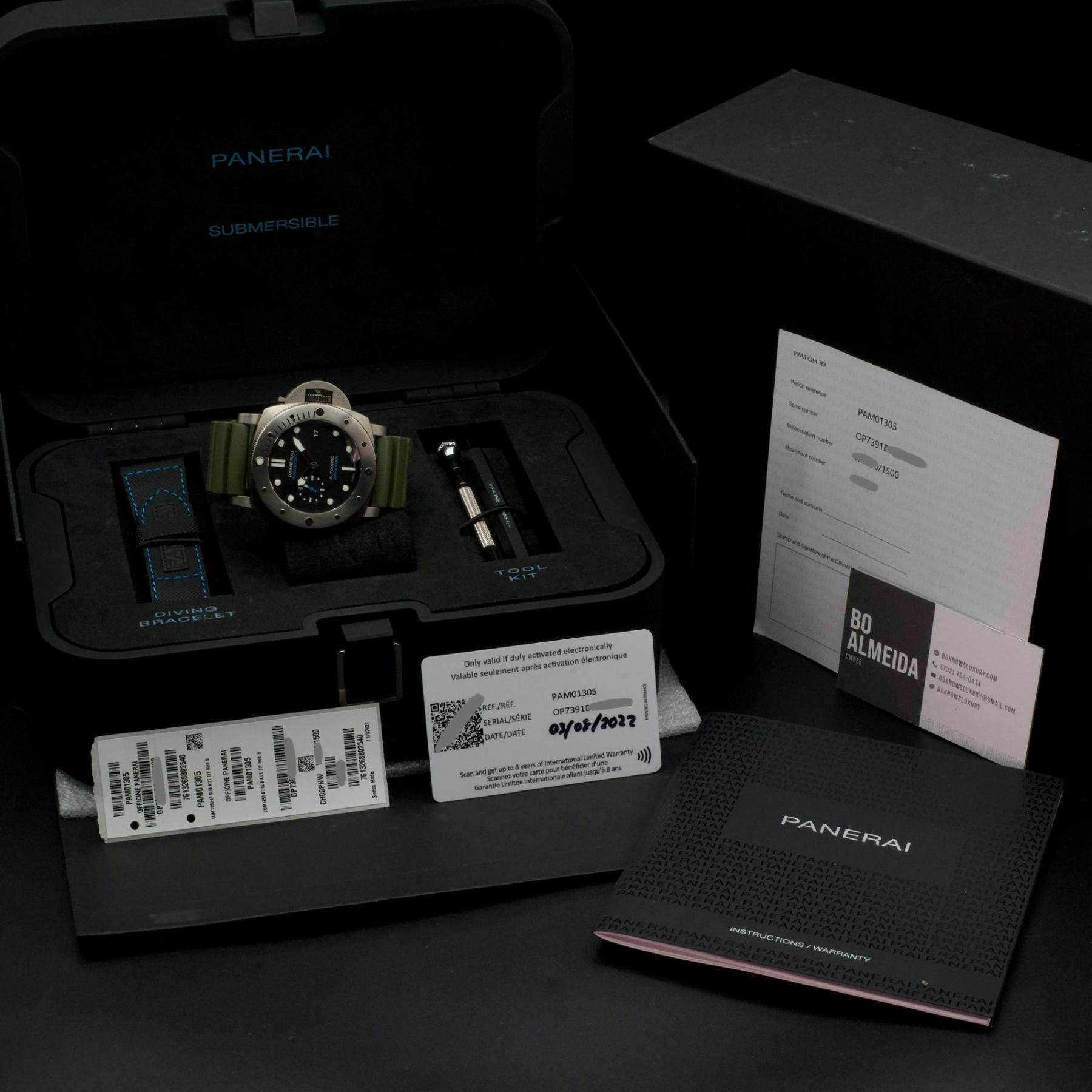 Panerai Luminor Submersible 1950 PAM01305 47mm Titanium Box Papers 2022