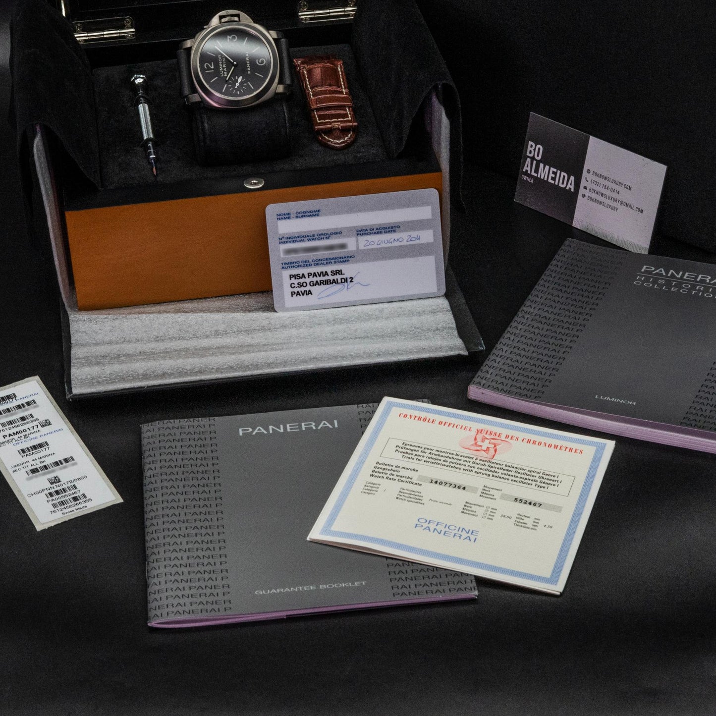 Panerai Luminor Marina PAM00177 44mm Titanium Black Sandwich Dial Box Papers 2014