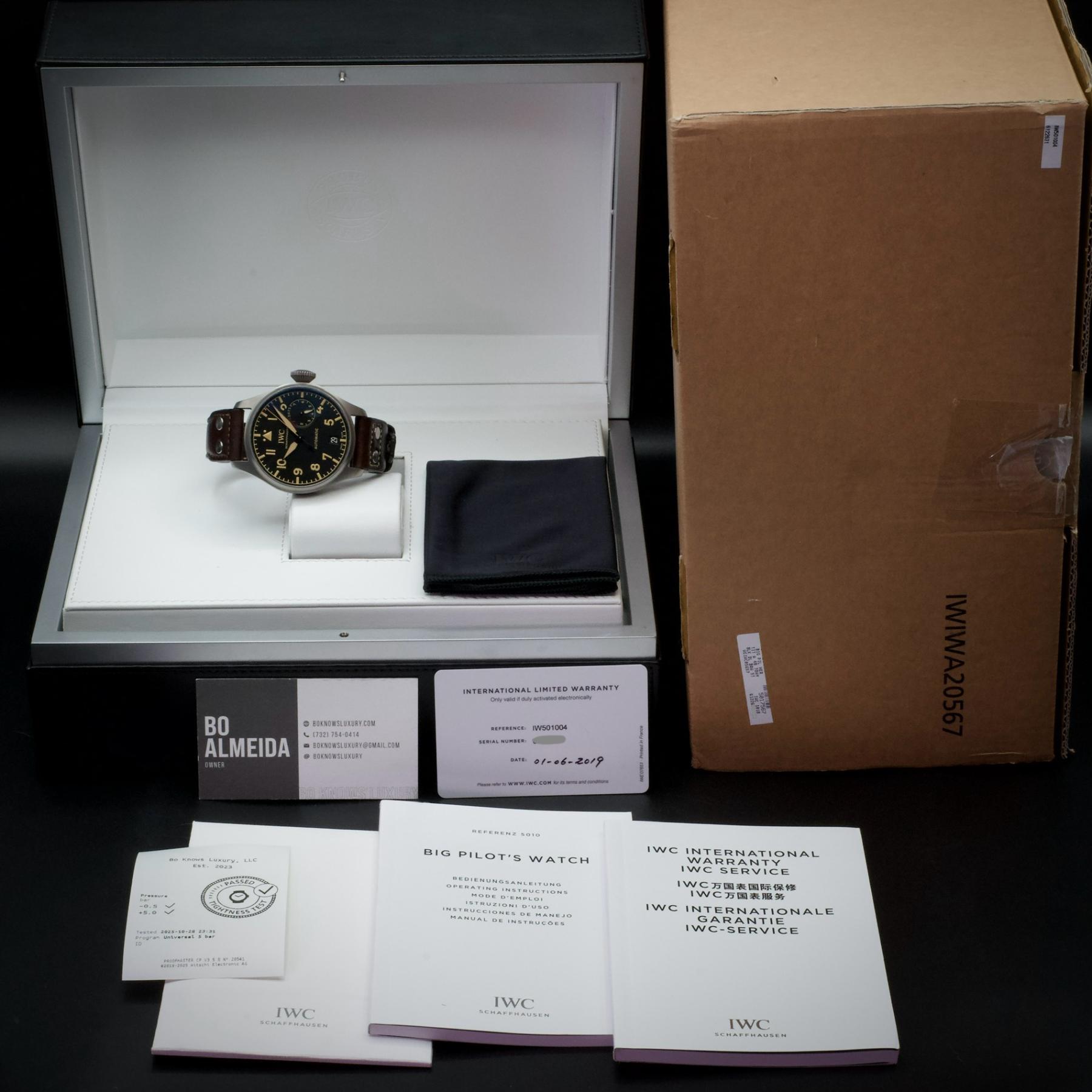 IWC Big Pilot Heritage IW501004 46mm Titanium 7 Day Power Reserve Full Set