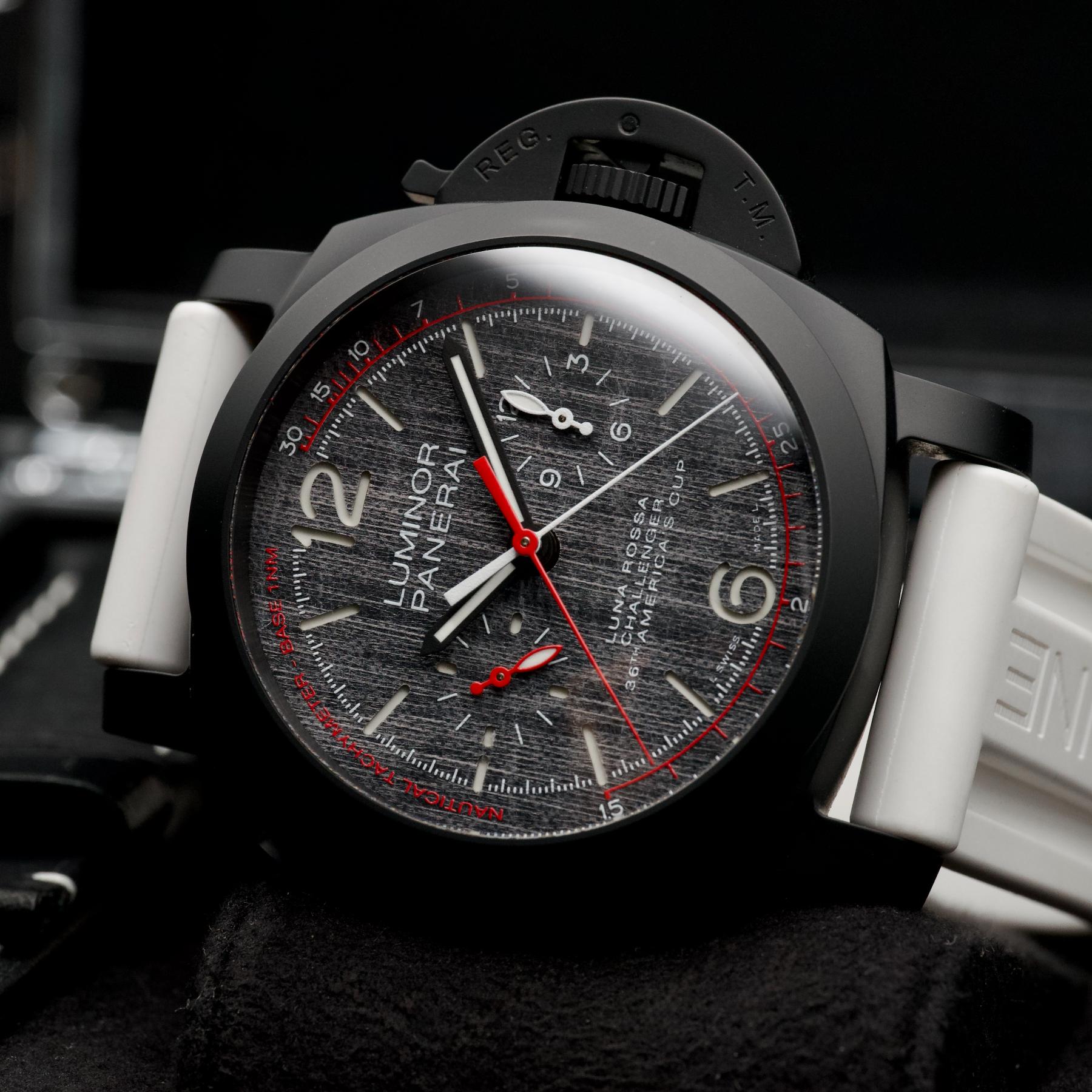 Panerai Luminor 1950 Flyback Chronograph Luna Rossa Grey Dial 44 PAM01037 B & P