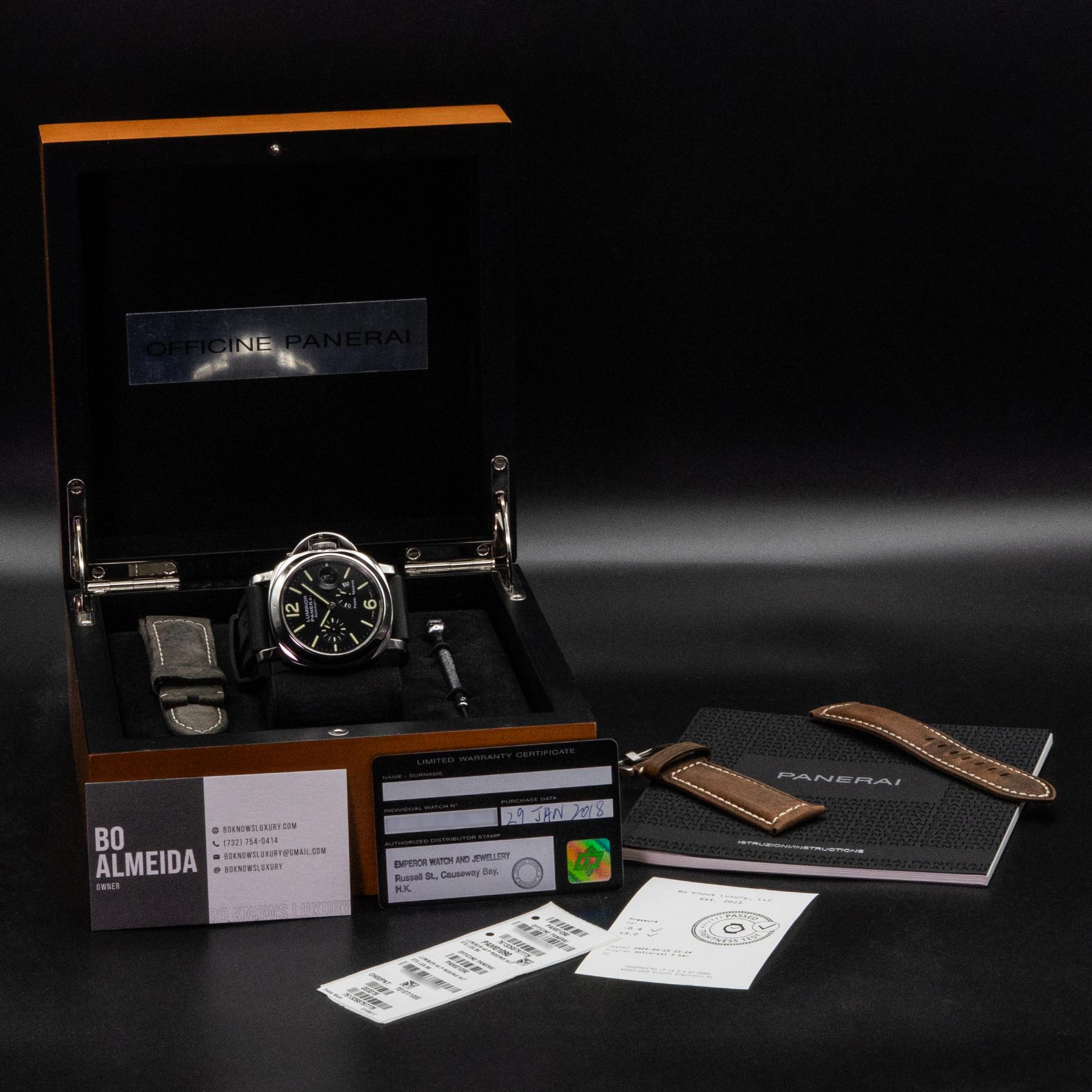 Panerai Luminor Power Reserve PAM01090 44mm Steel Black Dial Box Papers 2018