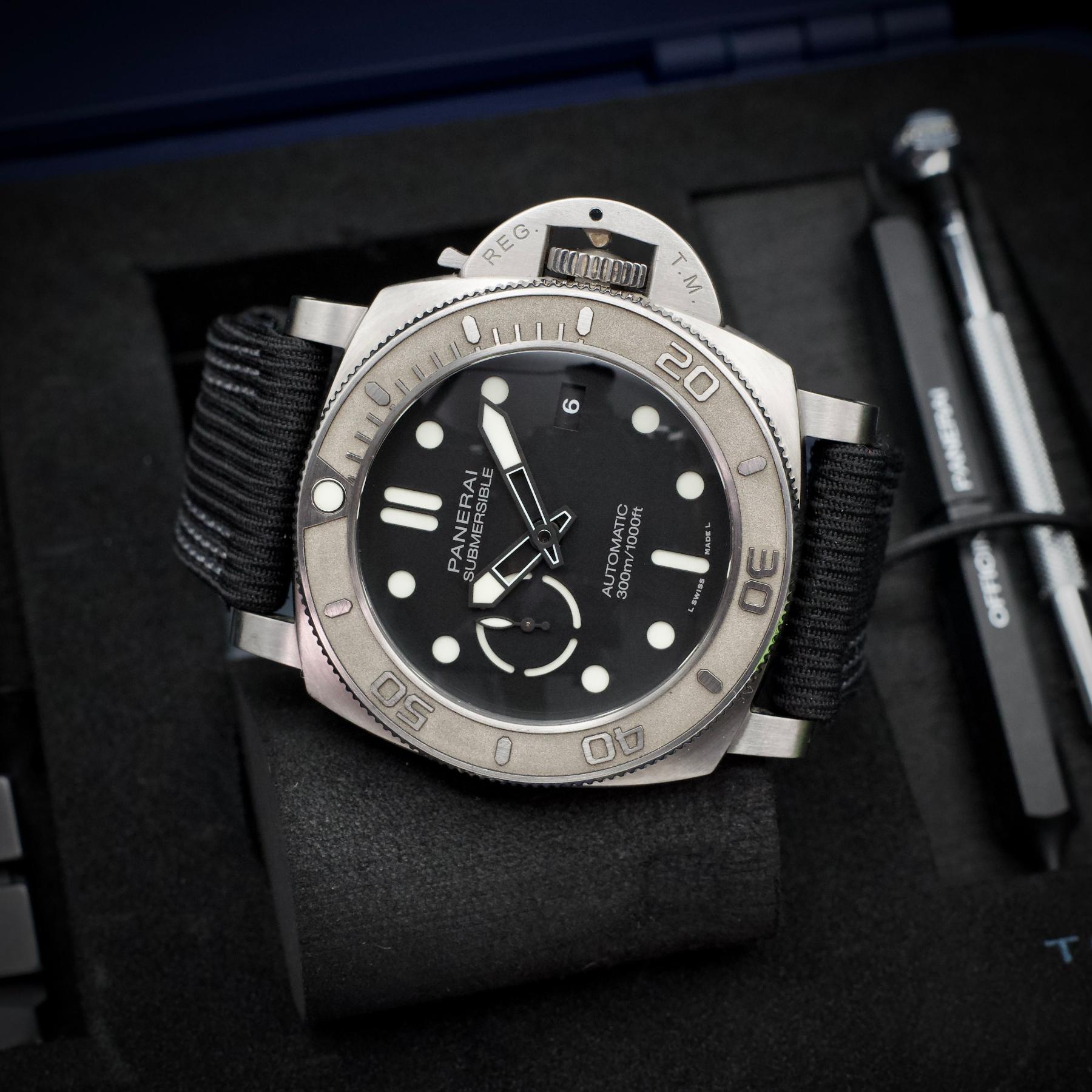 Panerai Submersible Mike Horn Titanium Automatic Black Dial 47mm B & P PAM00984