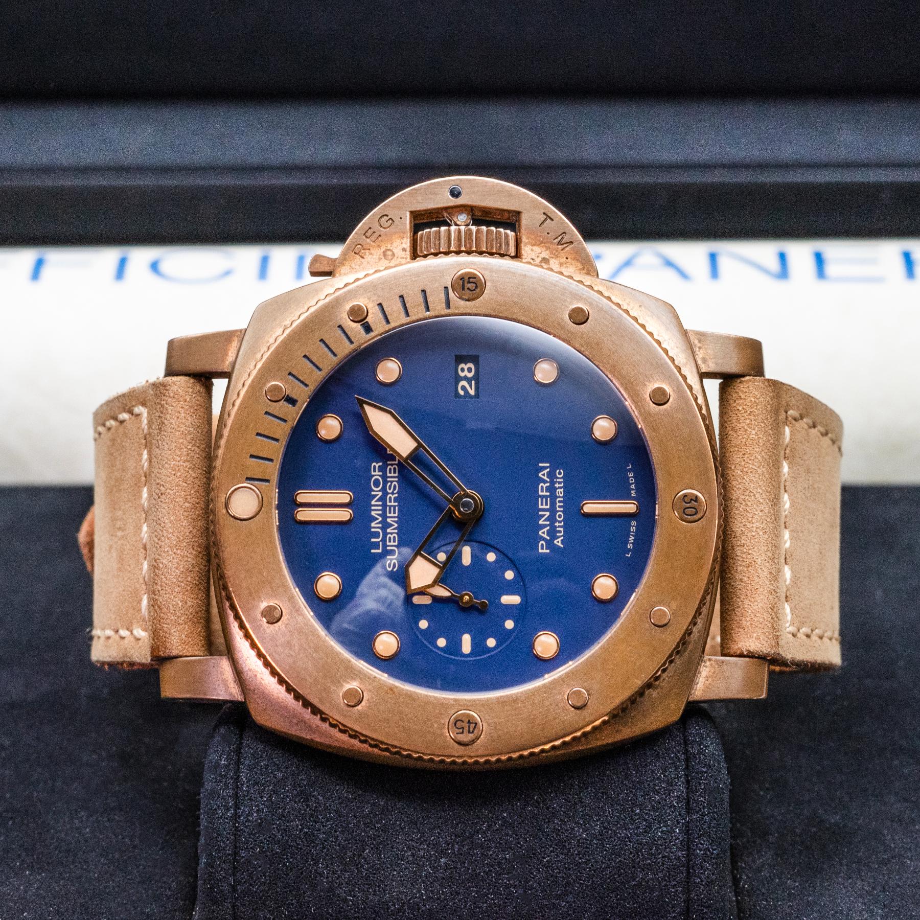 Panerai Submersible Bronzo PAM00671 47mm Blue Dial Box Papers 2018