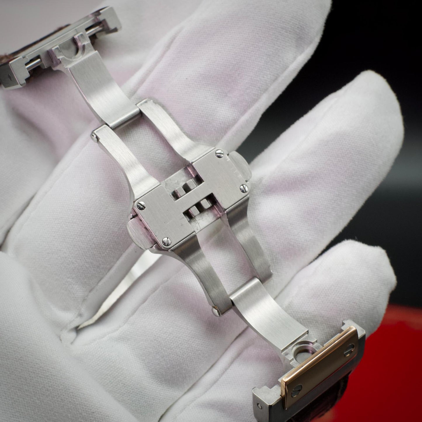 Cartier Santos 100 Medium W20107X7 Steel Rose Gold 44mm Silver Dial Box Papers