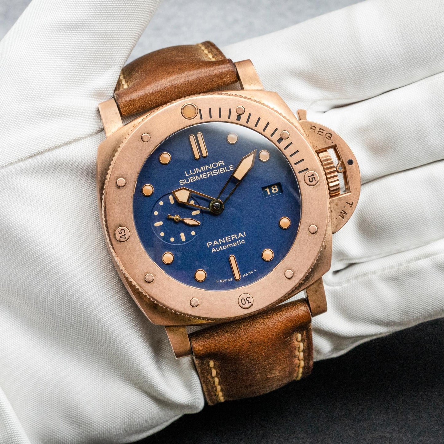 PAM00671  Submersible 1950 Bronzo 47mm Blue Dial