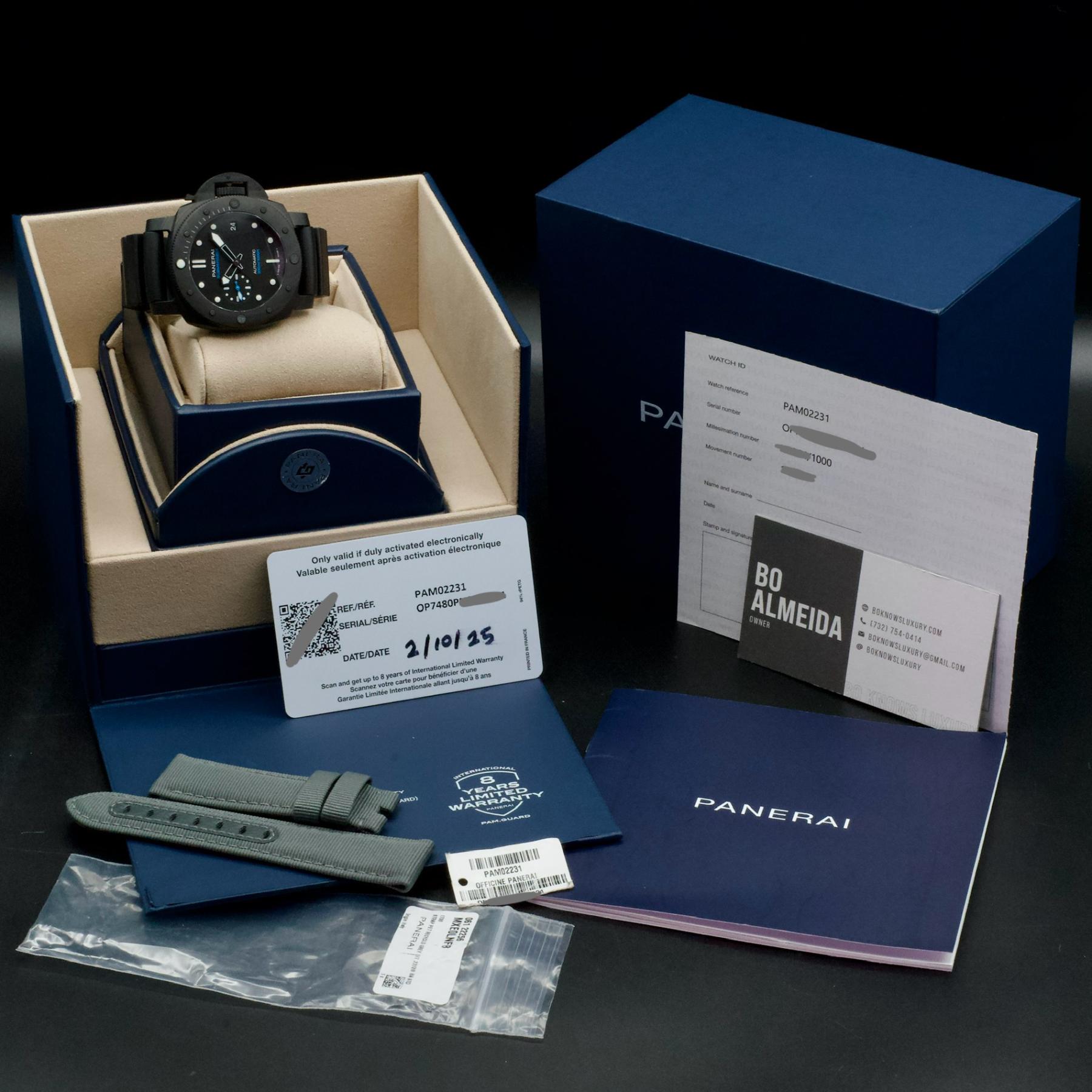 Panerai Submersible Carbotech PAM02231 42mm Black Dial Box Papers 2025