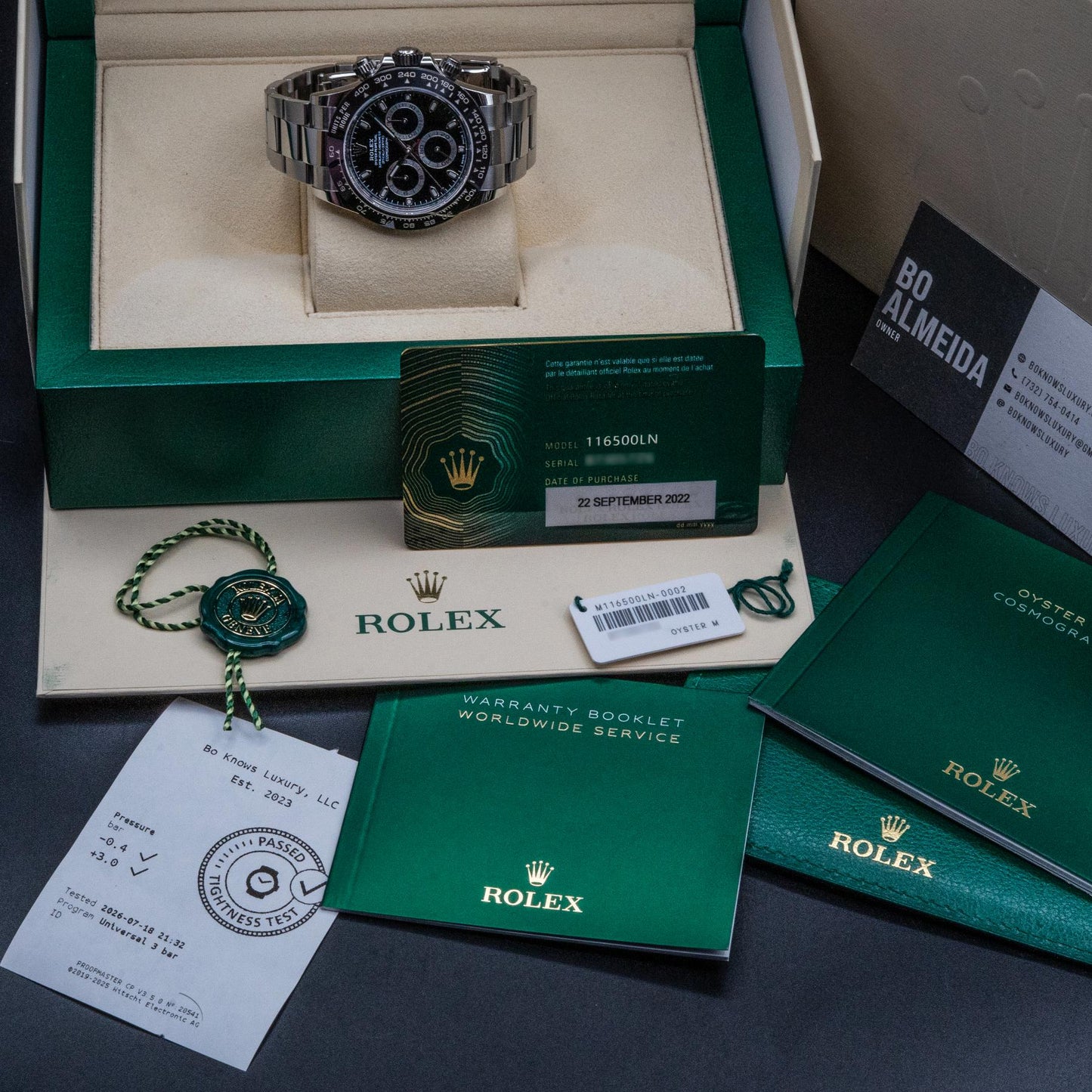 Rolex Daytona 116500LN 40mm Steel Black Dial Box Papers 2022
