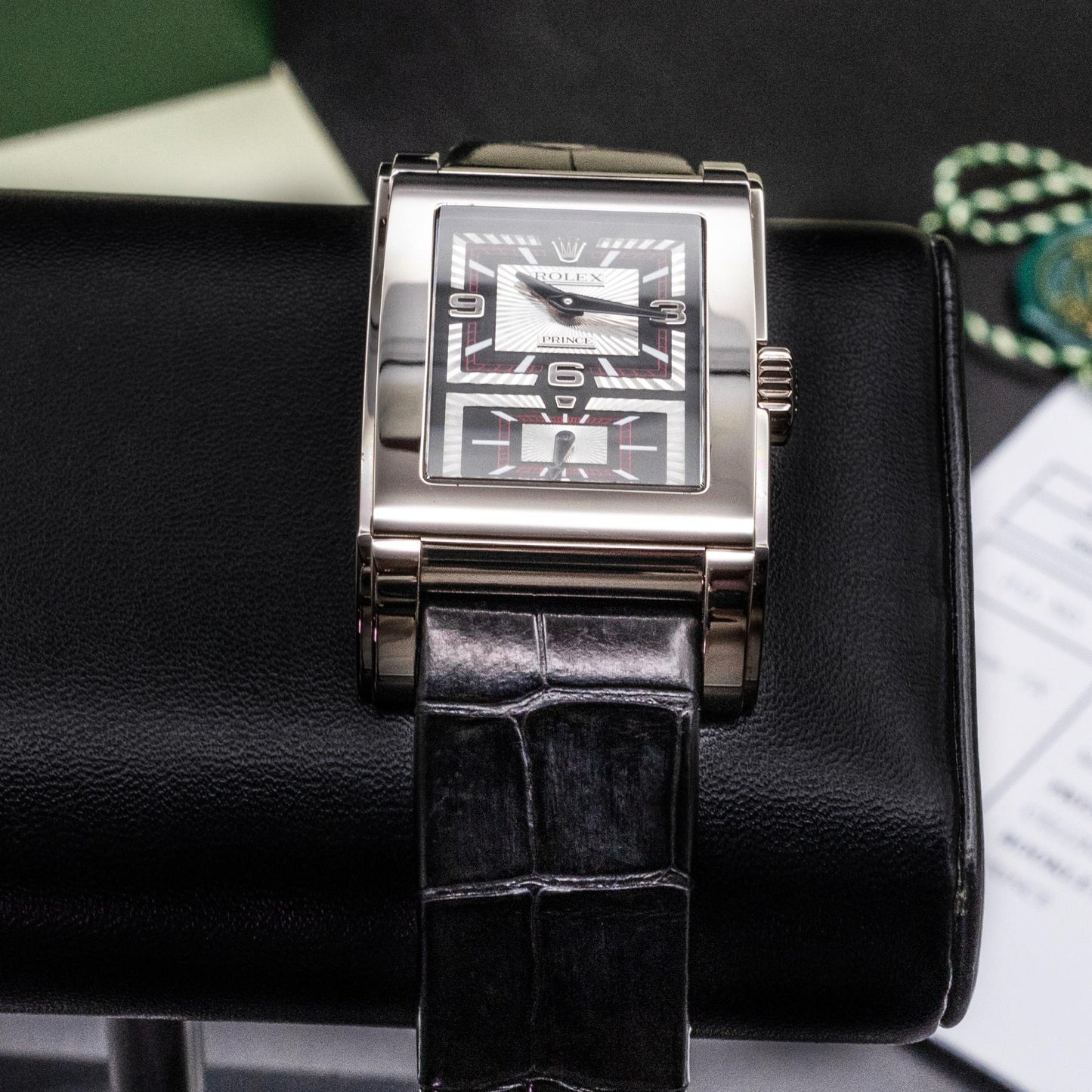 Rolex Cellini Prince 5443/9 18K White Gold Black Guilloche Dial Box Papers 2017