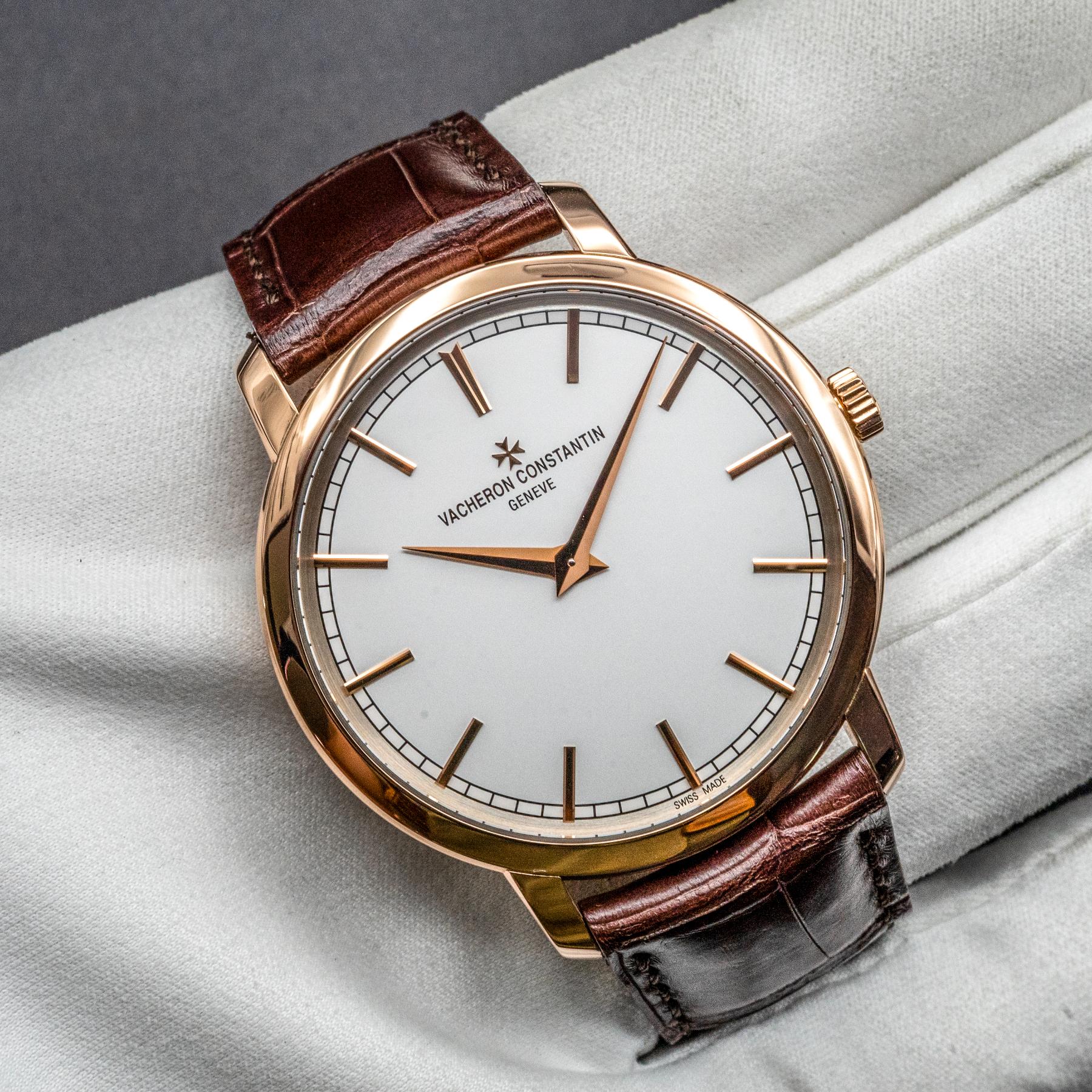 Preowned Vacheron Constantin Traditionnelle 43075/000R-9737 Rose Gold Silver Dial