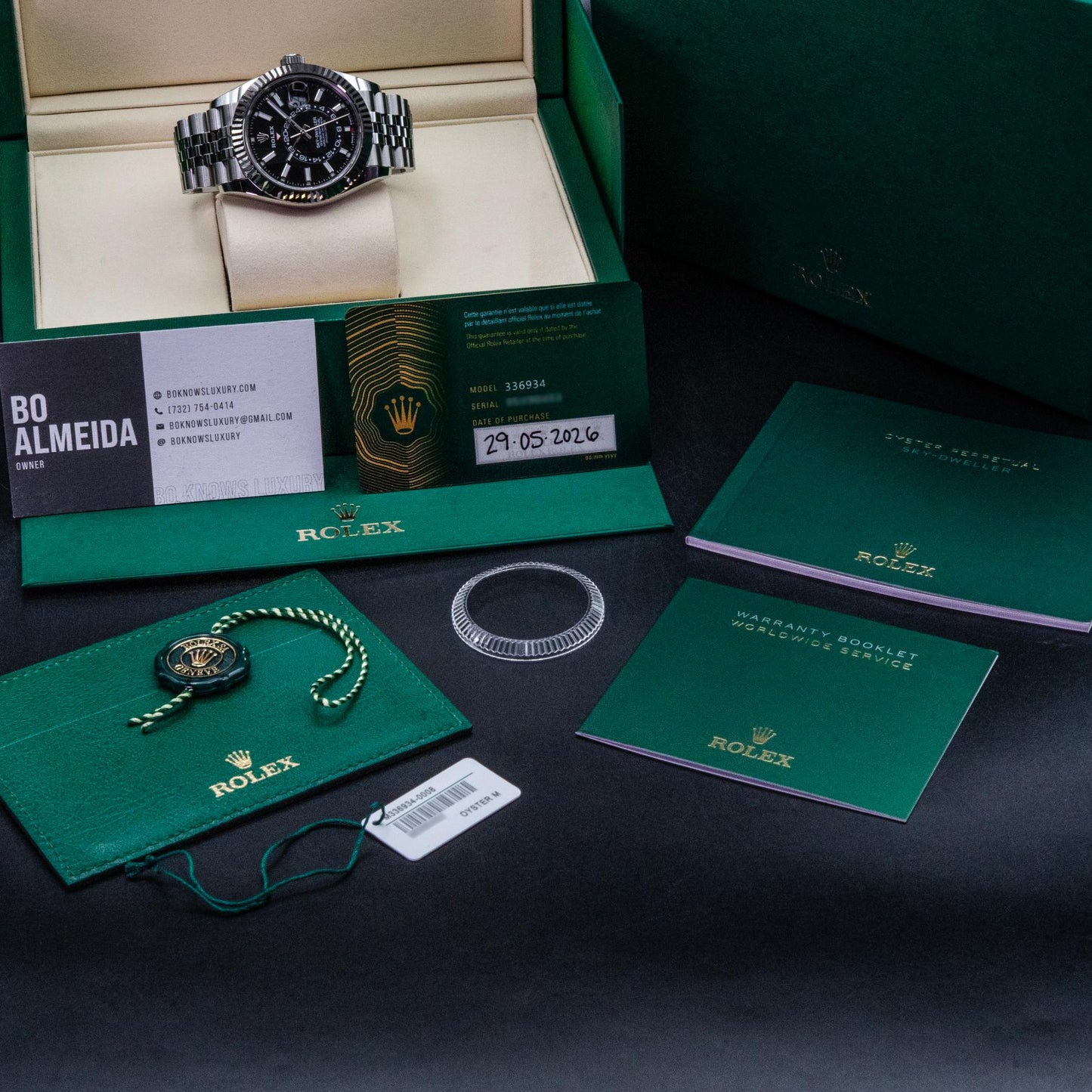 Rolex Sky-Dweller 336934 42mm White Rolesor Black Dial Jubilee Box Papers 2026