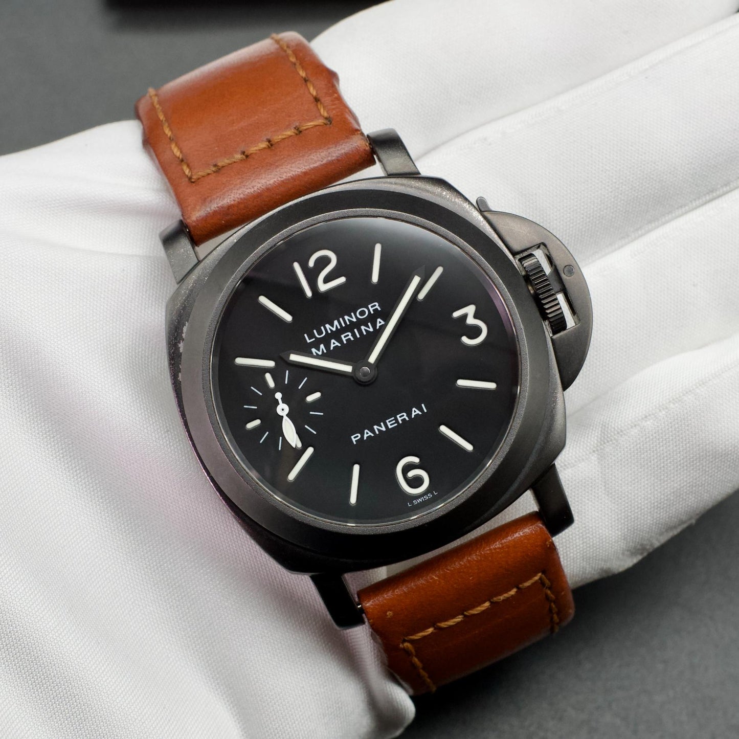 Panerai Luminor Marina B Series PVD Stainless Steel Case Black Dial PAM00004