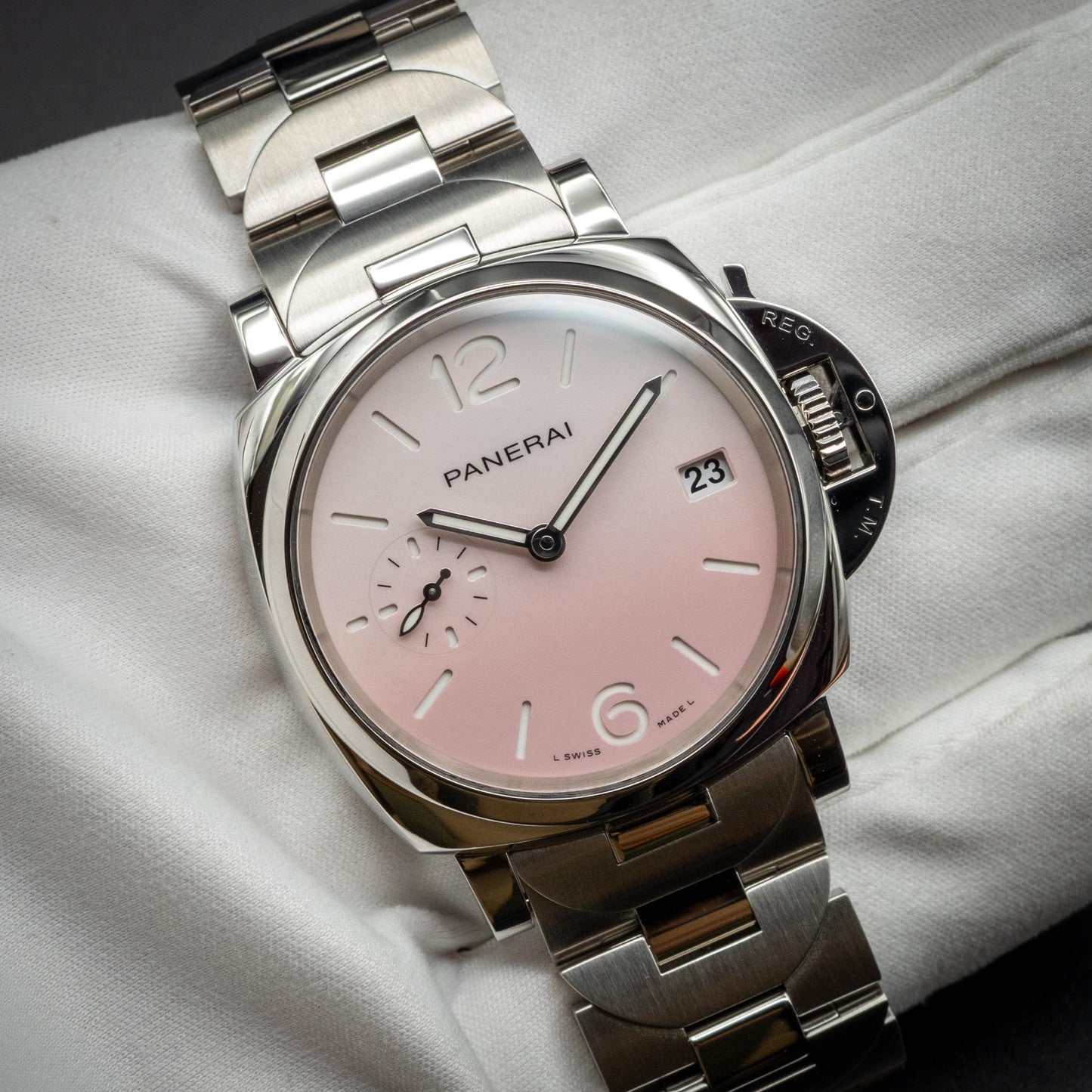 Panerai PAM01319 Luminor Due Pastello 38mm Pink Gradient Steel Bracelet