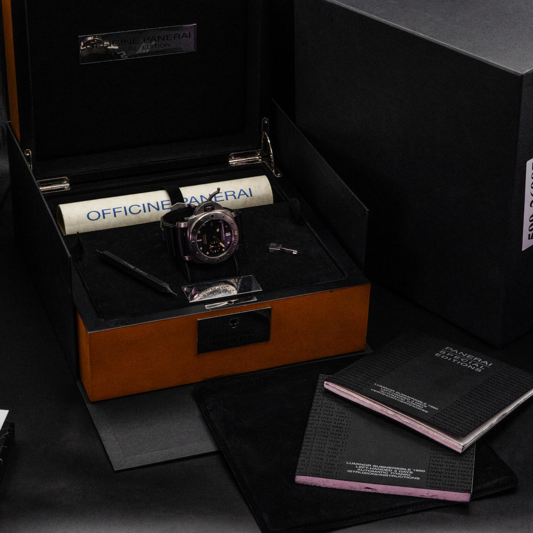 Panerai Luminor Submersible PAM00569 47mm Titanium Black Dial Box Papers 2014