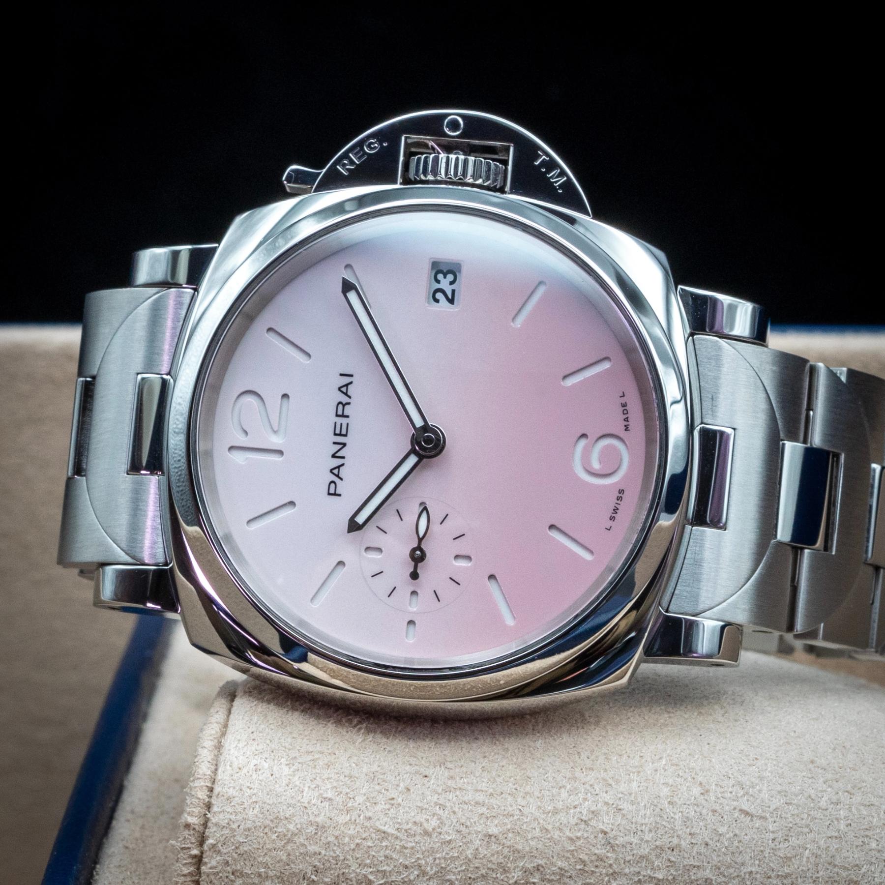 Panerai PAM01319 Luminor Due Pastello 38mm Pink Gradient Steel Bracelet