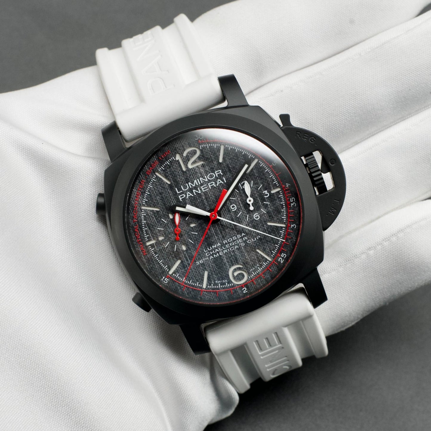 Panerai Luminor 1950 Luna Rossa Grey Dial PAM01037 size in hand