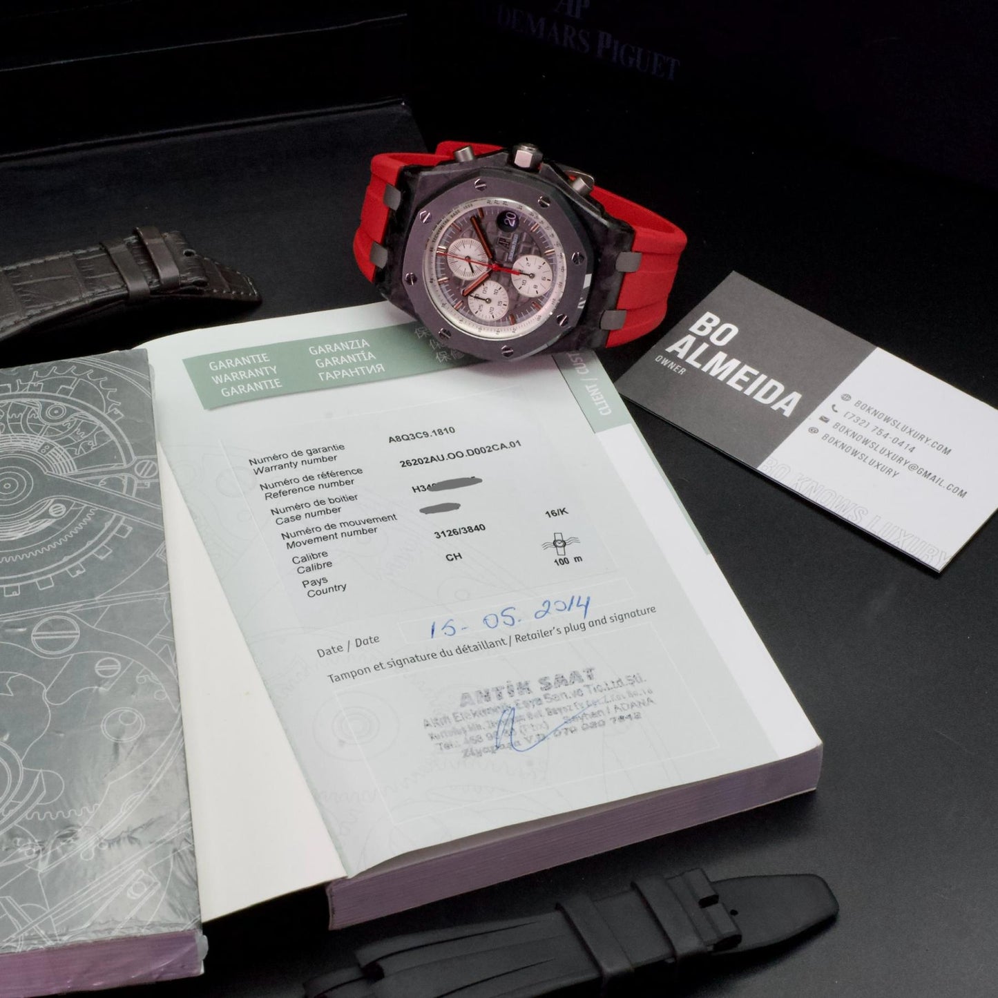 AP Royal Oak Offshore Chronograph Jarno Trulli Carbon 42mm 26202AU paperwork