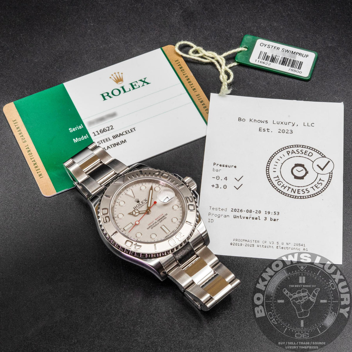 Rolex Yacht-Master 116622 40mm Steel Platinum Bezel Rhodium Dial Papers 2015