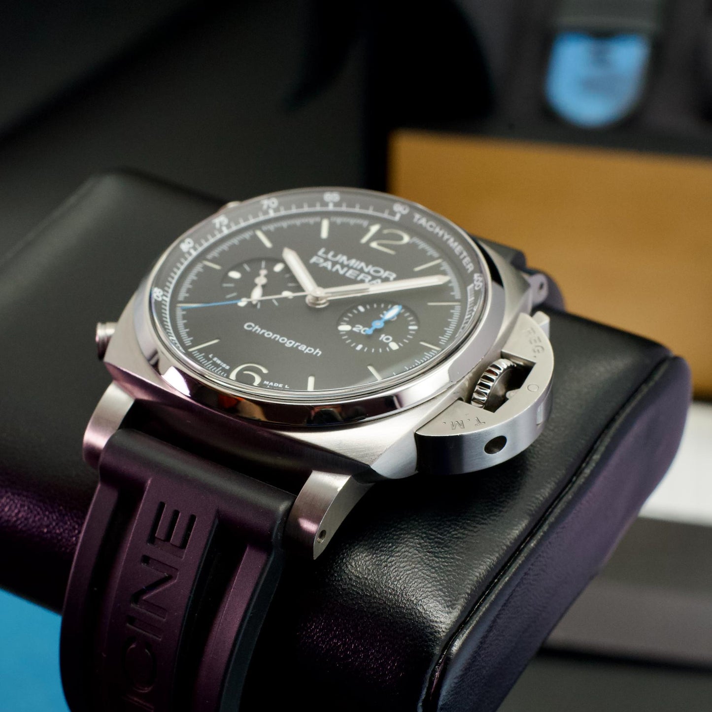 Panerai PAM01109 Luminor Chrono Steel Black Dial 44mm Box Papers