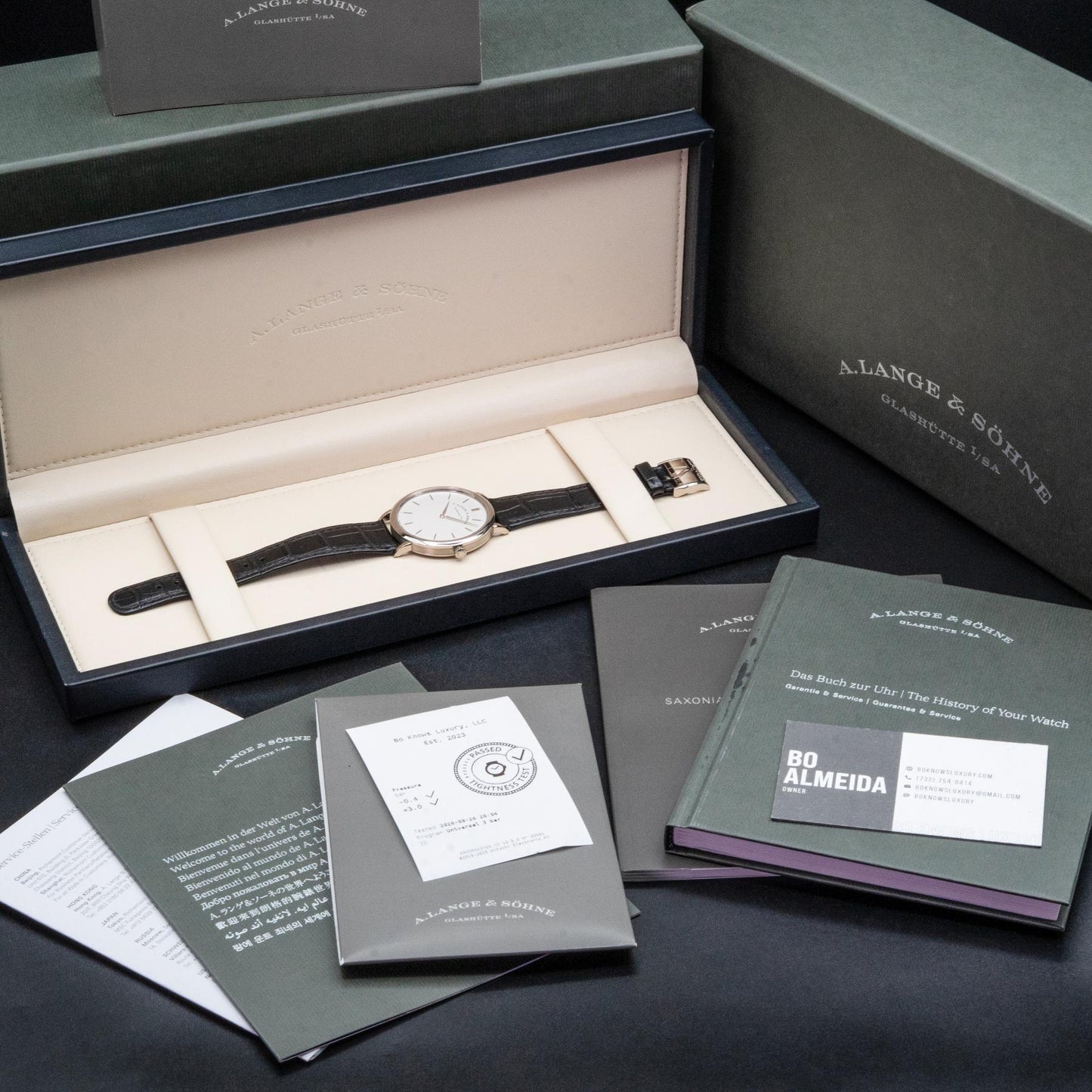 A. Lange & Sohne Saxonia Thin 211.026 White Gold Silver Dial Box Papers 2018