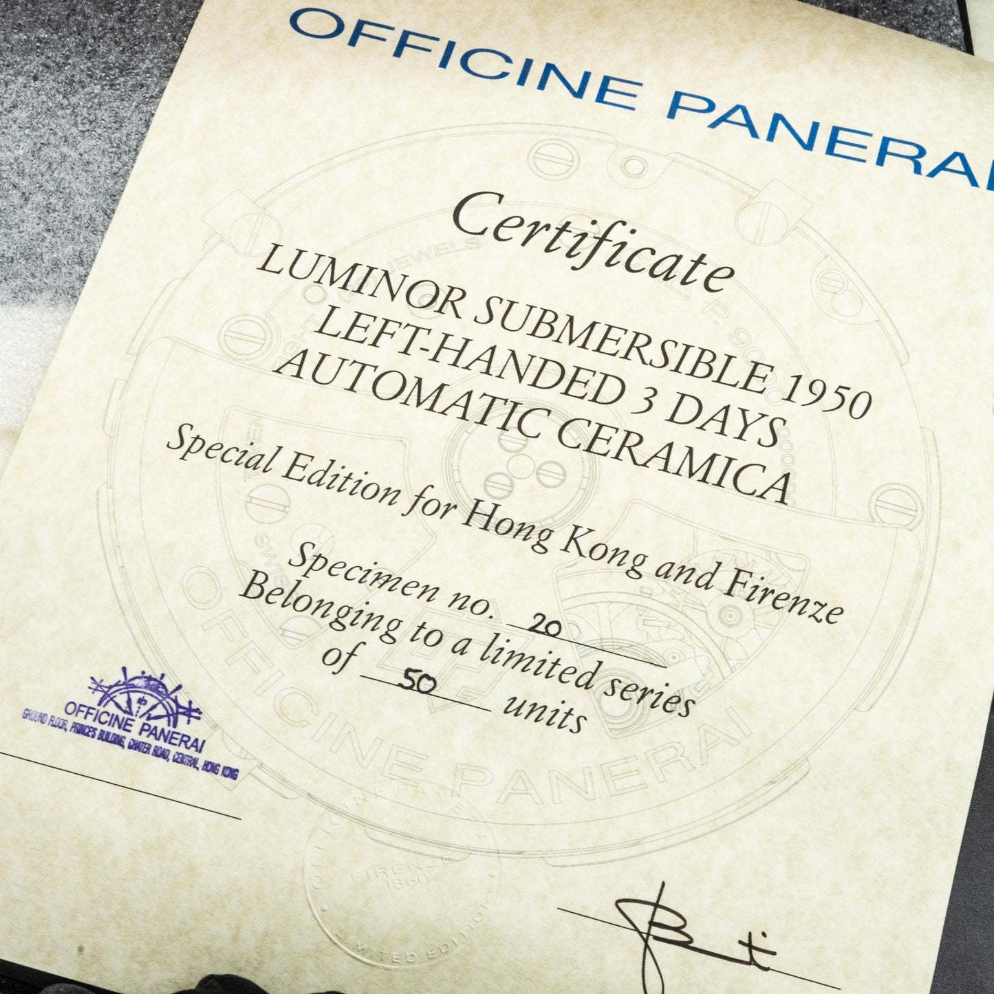 Panerai Luminor Submersible 1950 Left-Handed Ceramica PAM00607 47mm Box Papers