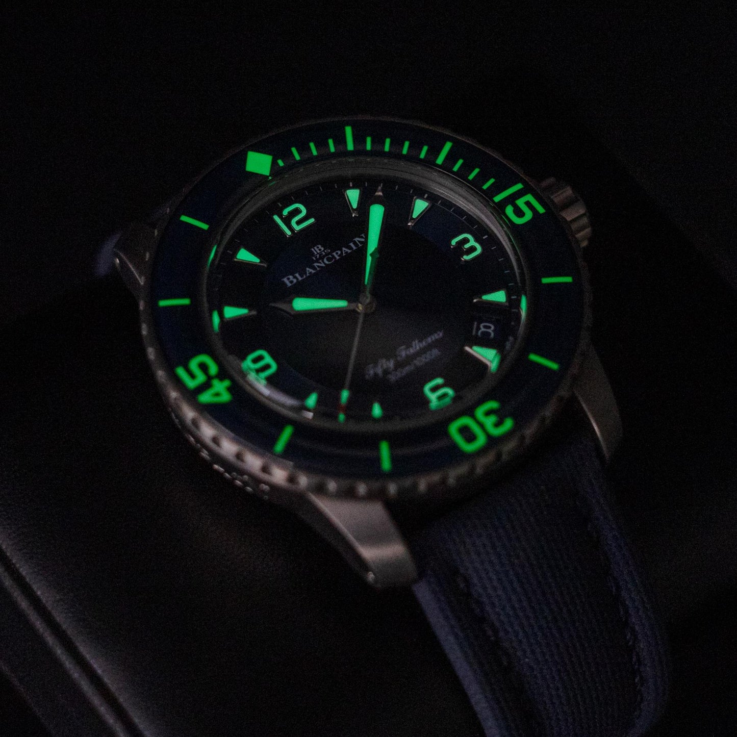 Blancpain Fifty Fathoms 5015-12B40-O52A 45mm Titanium Blue Dial Box Papers 2025