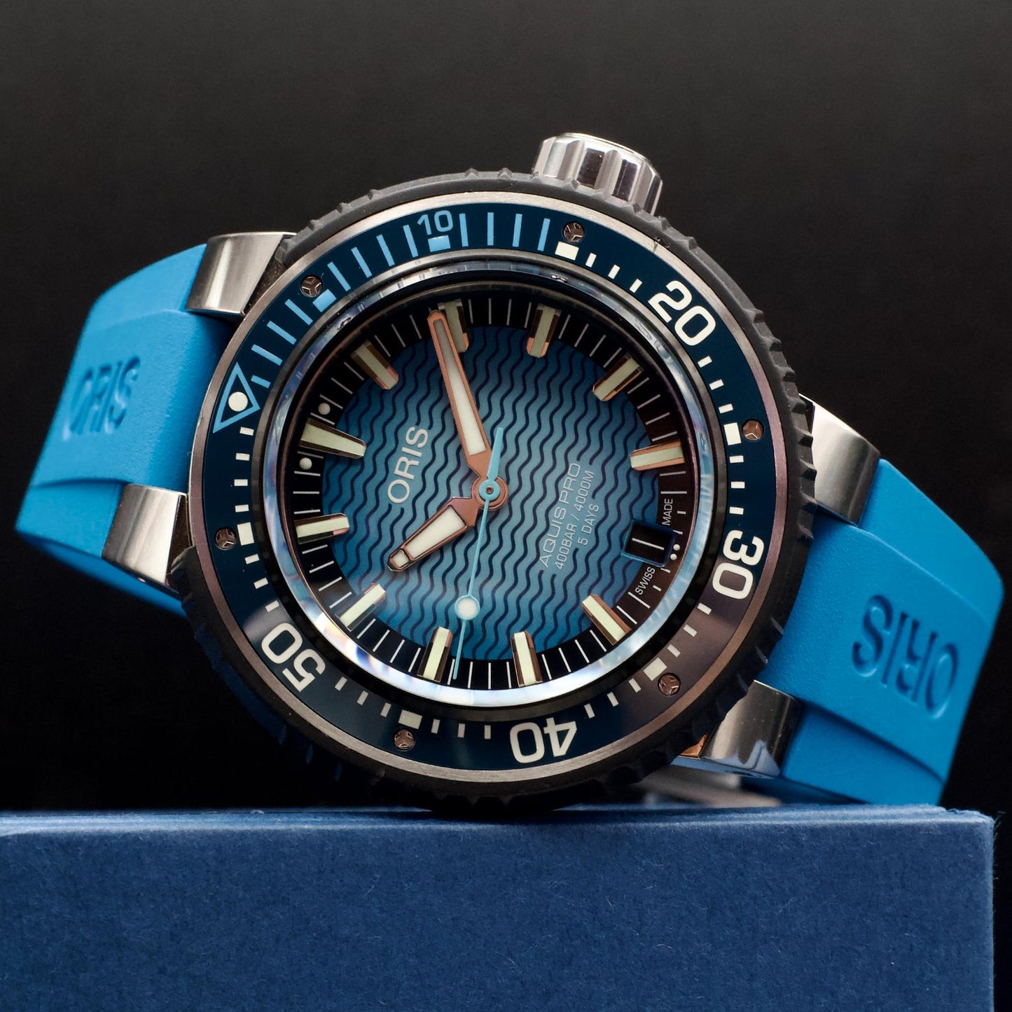 Oris Aquis Pro 4000M 49.5mm Titanium Blue Dial Calibre 400 Full Set