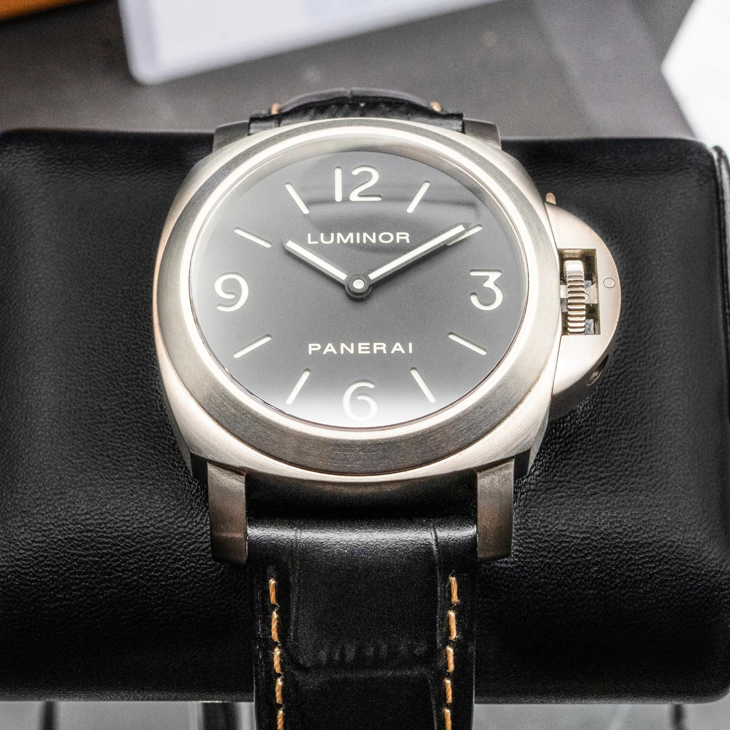 Panerai Luminor Base PAM00176 Titanium 44mm Black Sandwich Dial Box Papers 2016