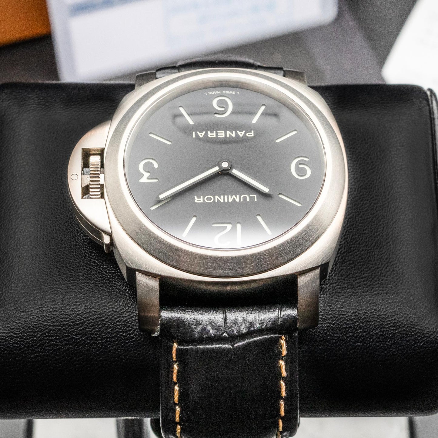 Panerai Luminor Base PAM00176 Titanium 44mm Black Sandwich Dial Box Papers 2016