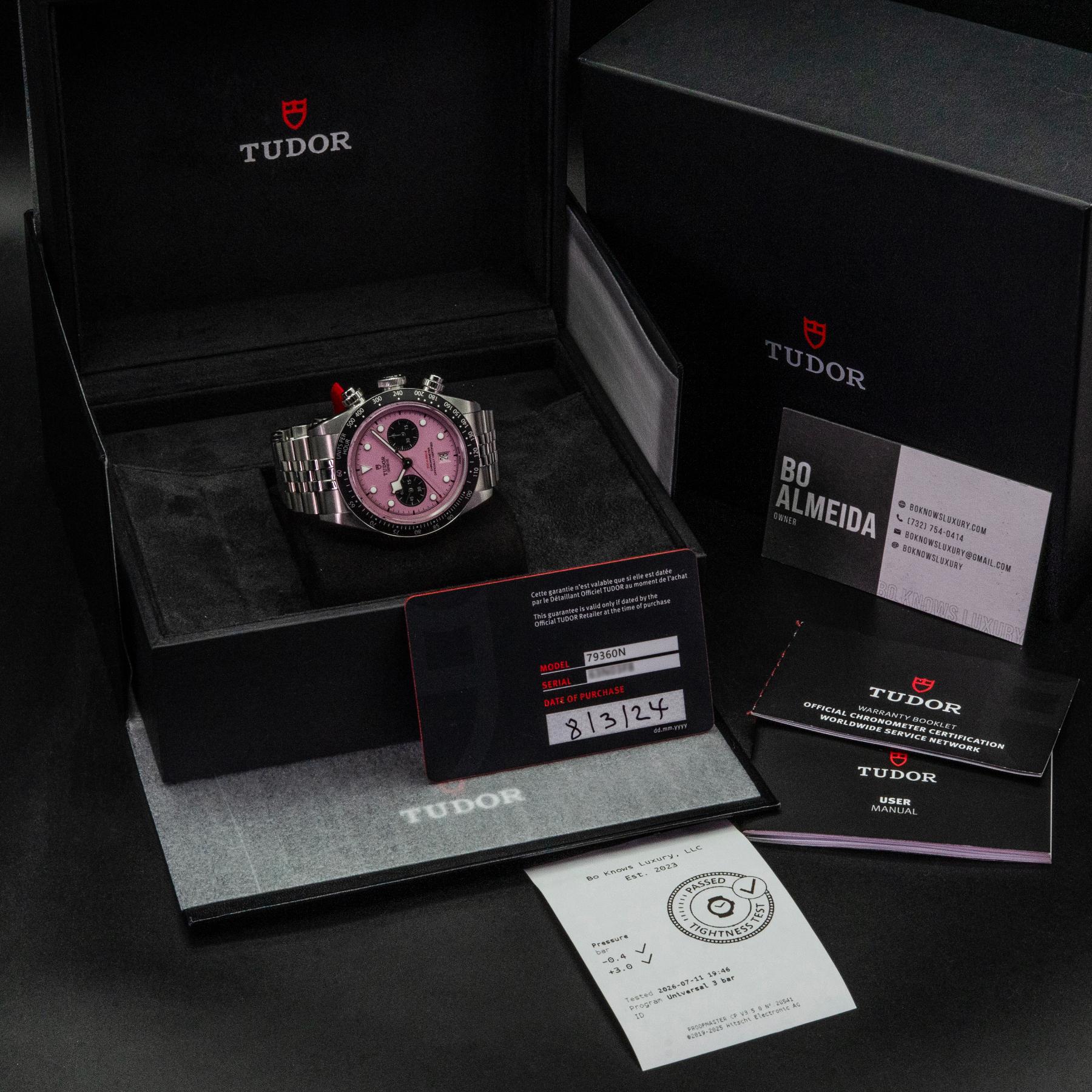 Tudor Black Bay Chrono Pink M79360N-0019 41mm Steel Box Papers 2024
