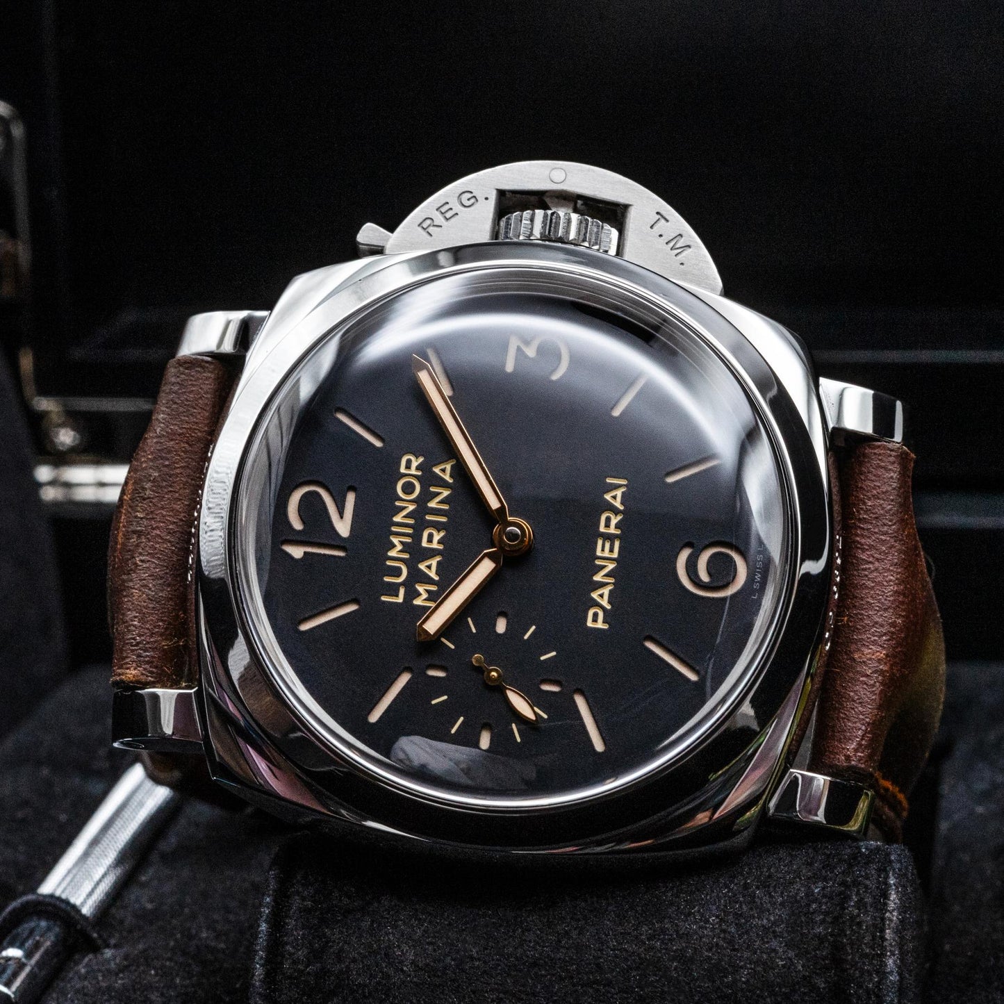 Panerai Luminor Marina 1950 PAM00422 47mm Black Sandwich Dial Box and Papers 2015