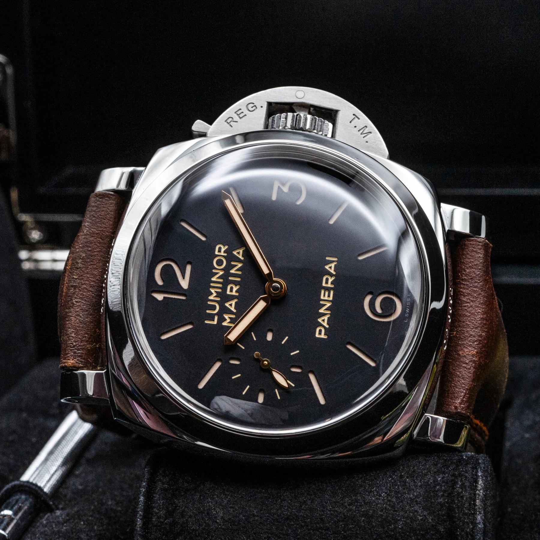 Panerai Luminor Marina 1950 PAM00422 47mm Black Sandwich Dial Box and Papers 2015
