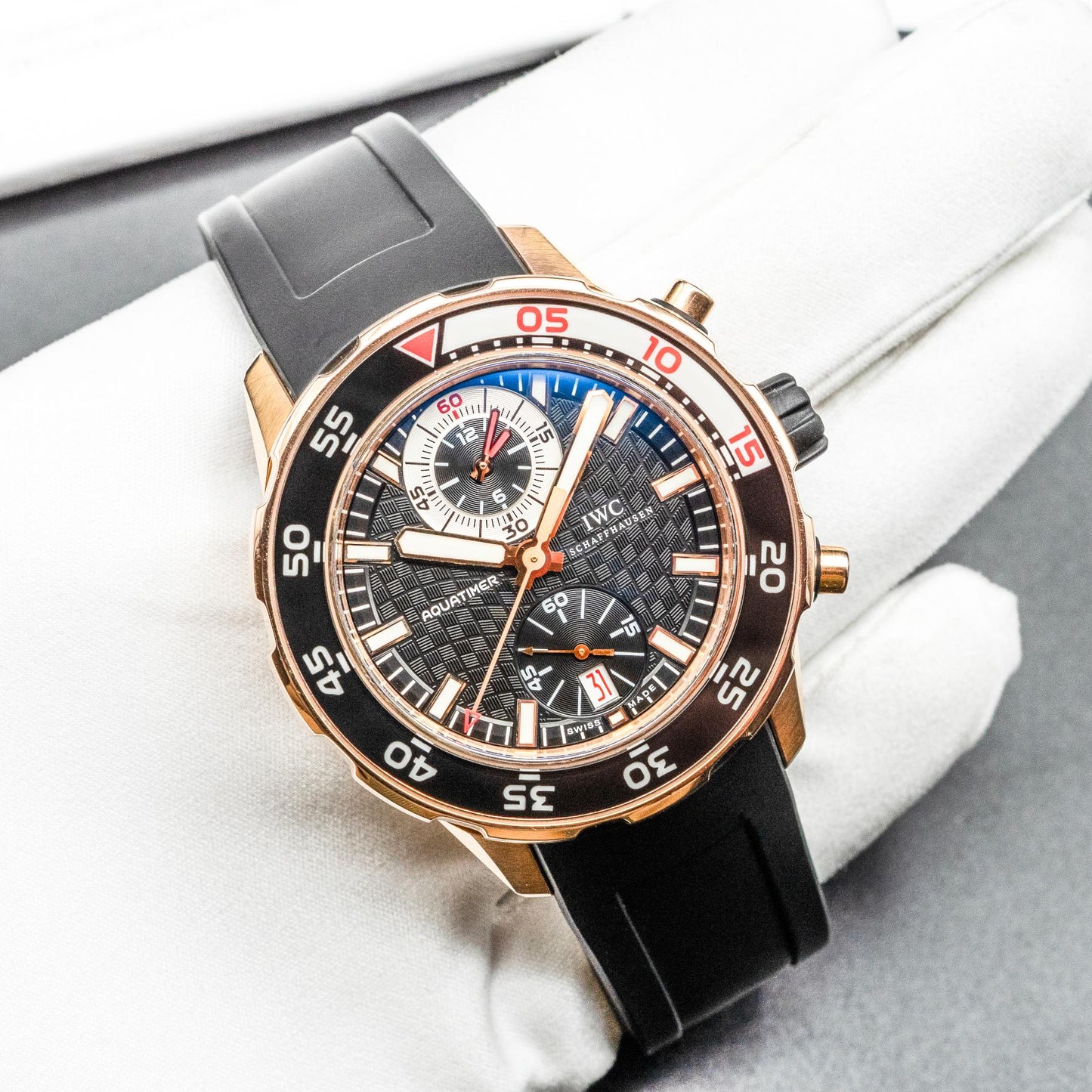 IWC Aquatimer IW376903 Flyback Chronograph 44mm 18K Rose Gold Box Papers