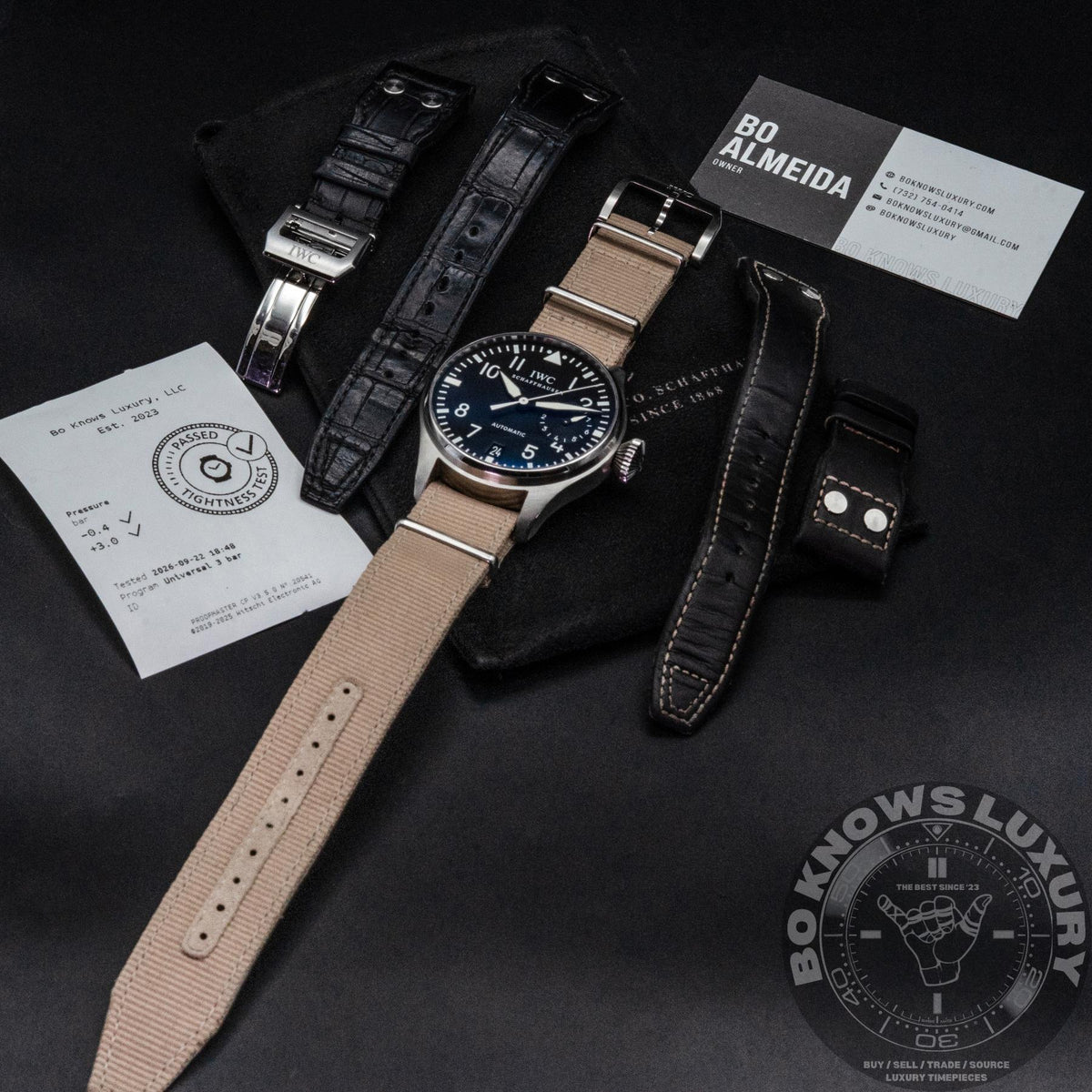 IWC Big Pilot IW500401 46mm Steel Black Dial 7 Day Automatic Three OEM Straps