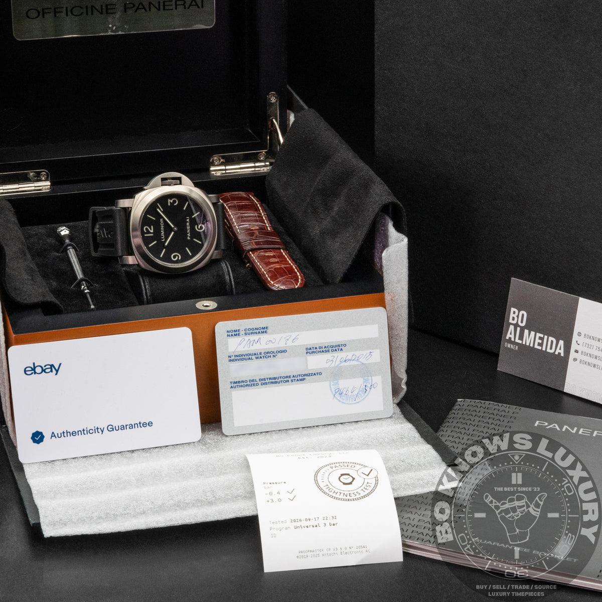 Panerai Luminor Base Titanio PAM00176 44mm Titanium Black Dial Box Papers 2015