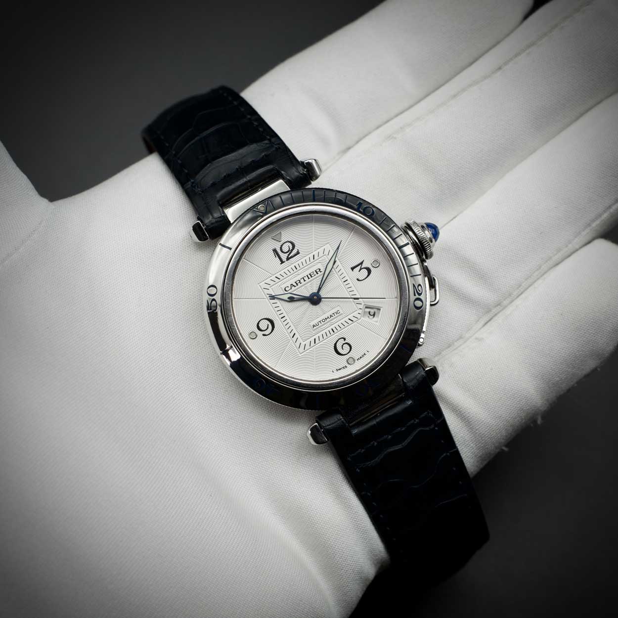 Cartier Pasha Date Automatic Stainless Steel White Dial Watch - 38mm
