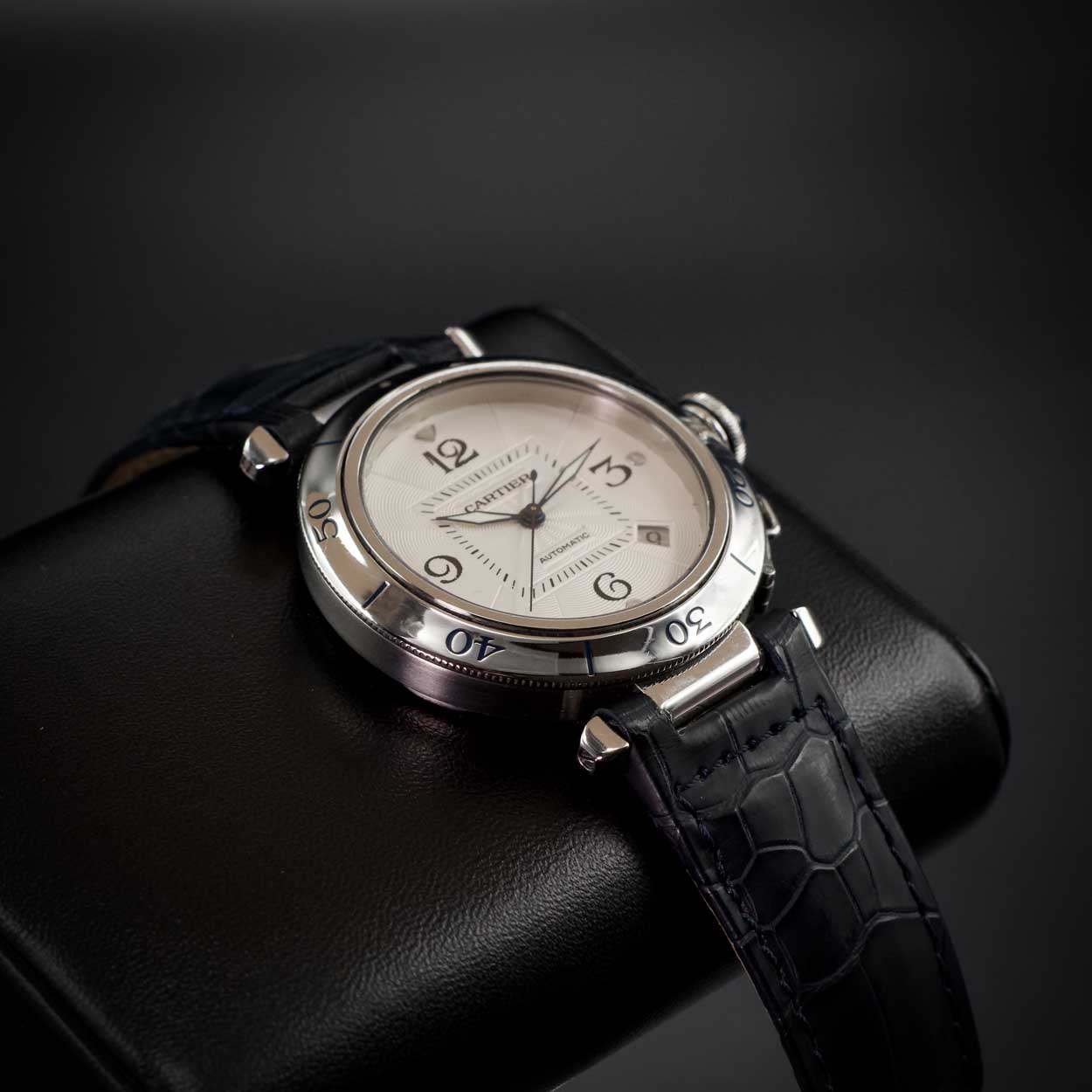Cartier Pasha Date Automatic Stainless Steel White Dial Watch - 38mm